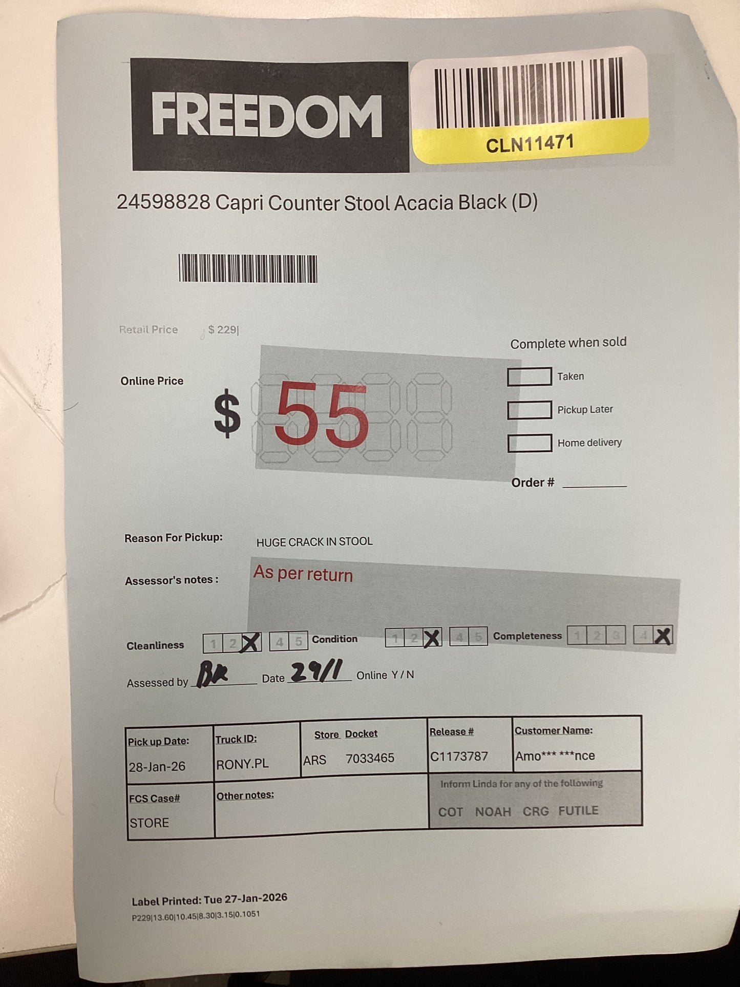 NSW CLN11471 Capri Counter Stool Acacia Black