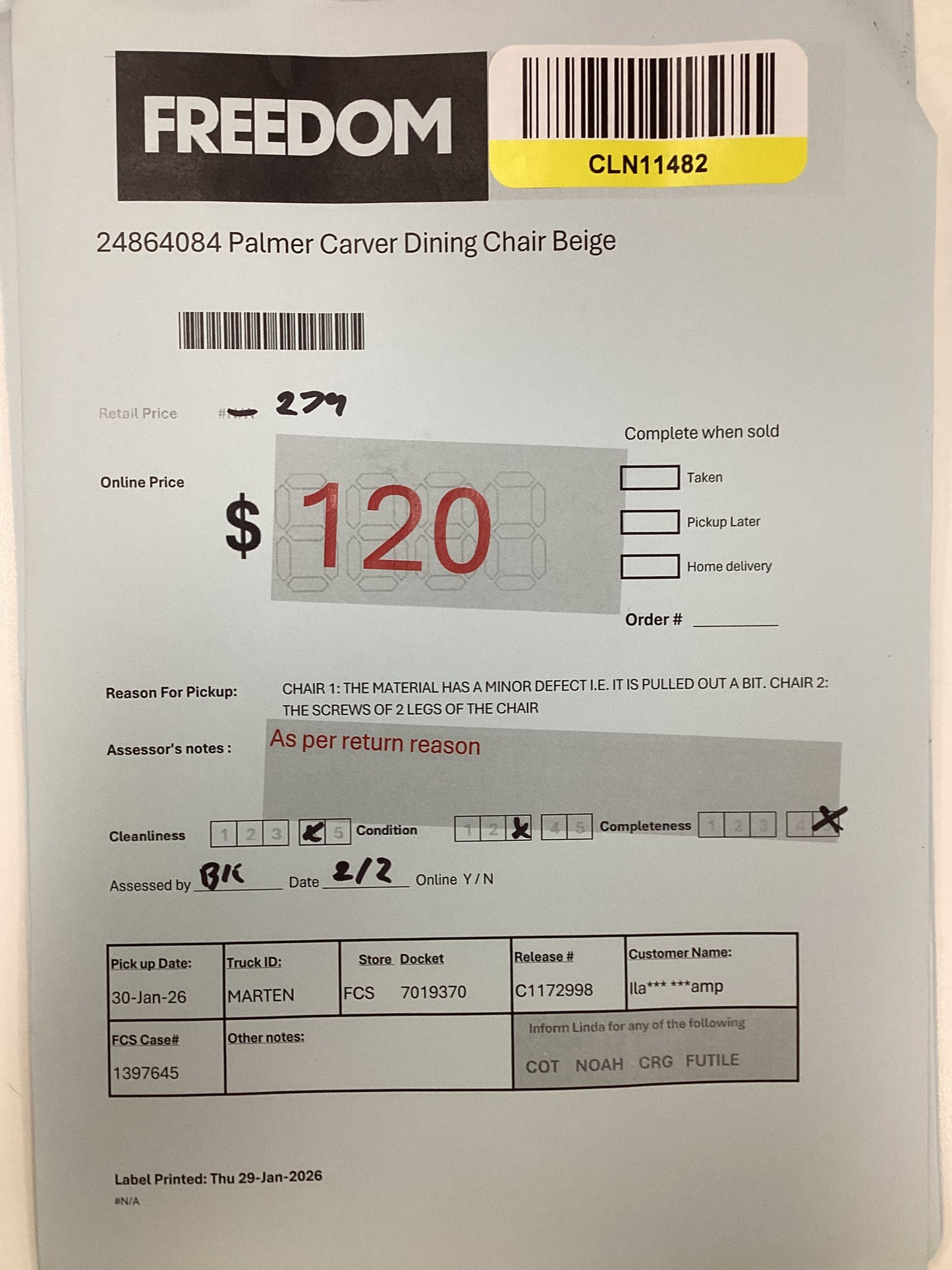 NSW CLN11482 Palmer Carver Dining Chair Beige