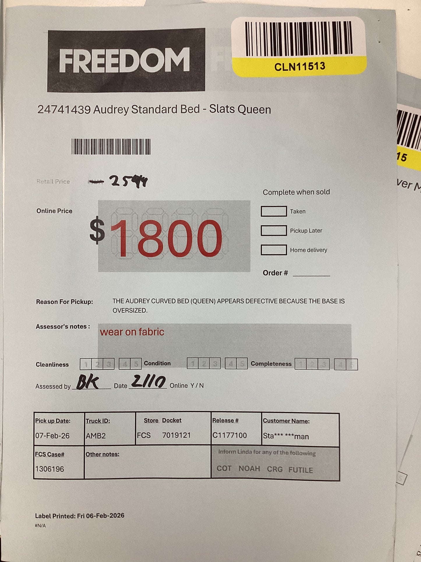 NSW MT24624 Audrey Standard Queen Bed Eames Charcoal