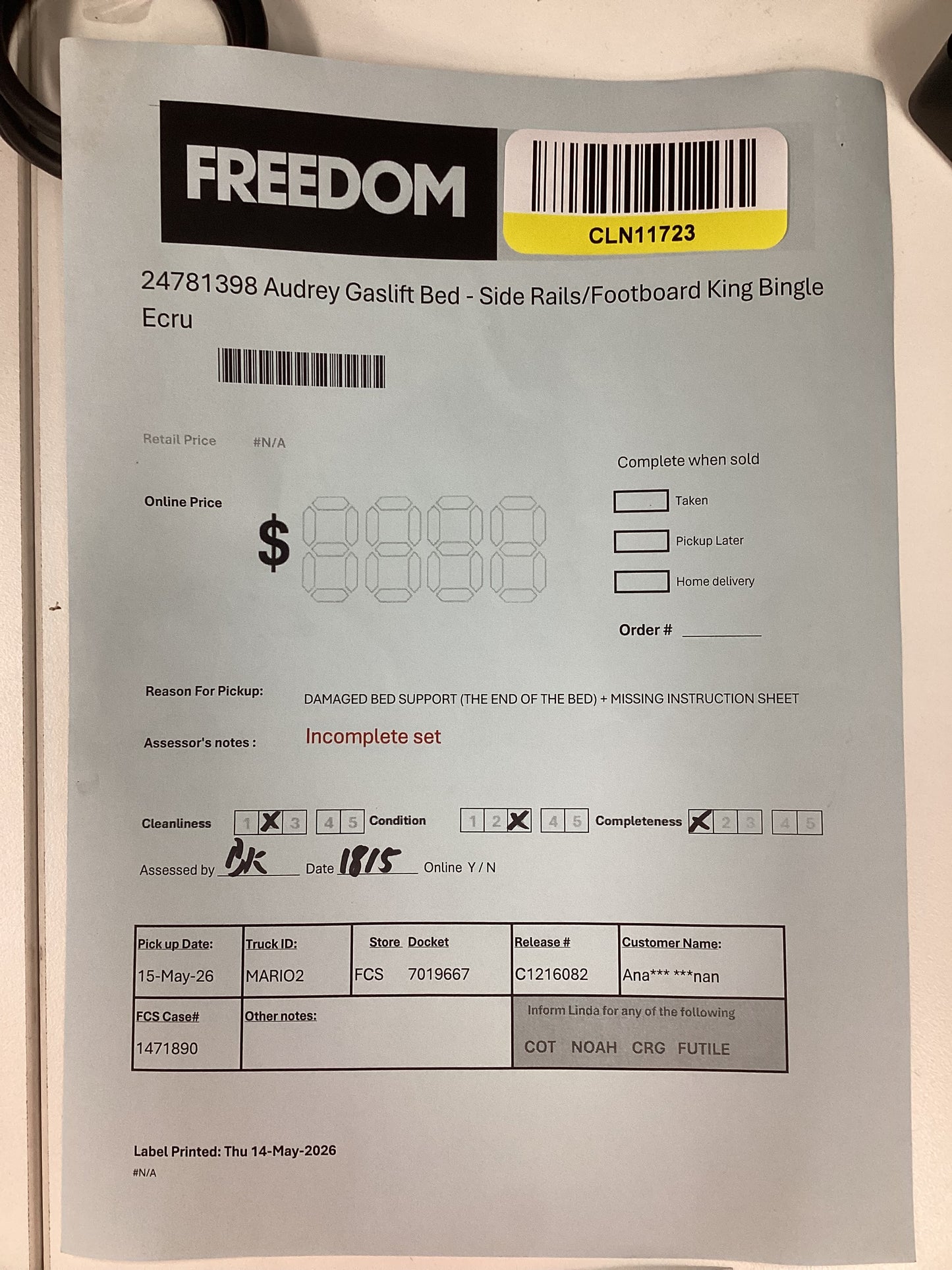 NSW CLN11722 Somerton Drawer Base Front Queen Freedom Comfort