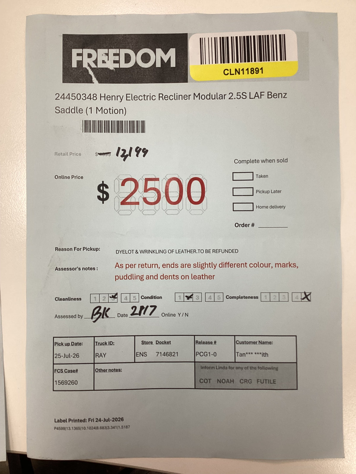 NSW MT24713 Henry Electric Recliner Modular 2.5s RAF+2.5s LAF+Corner