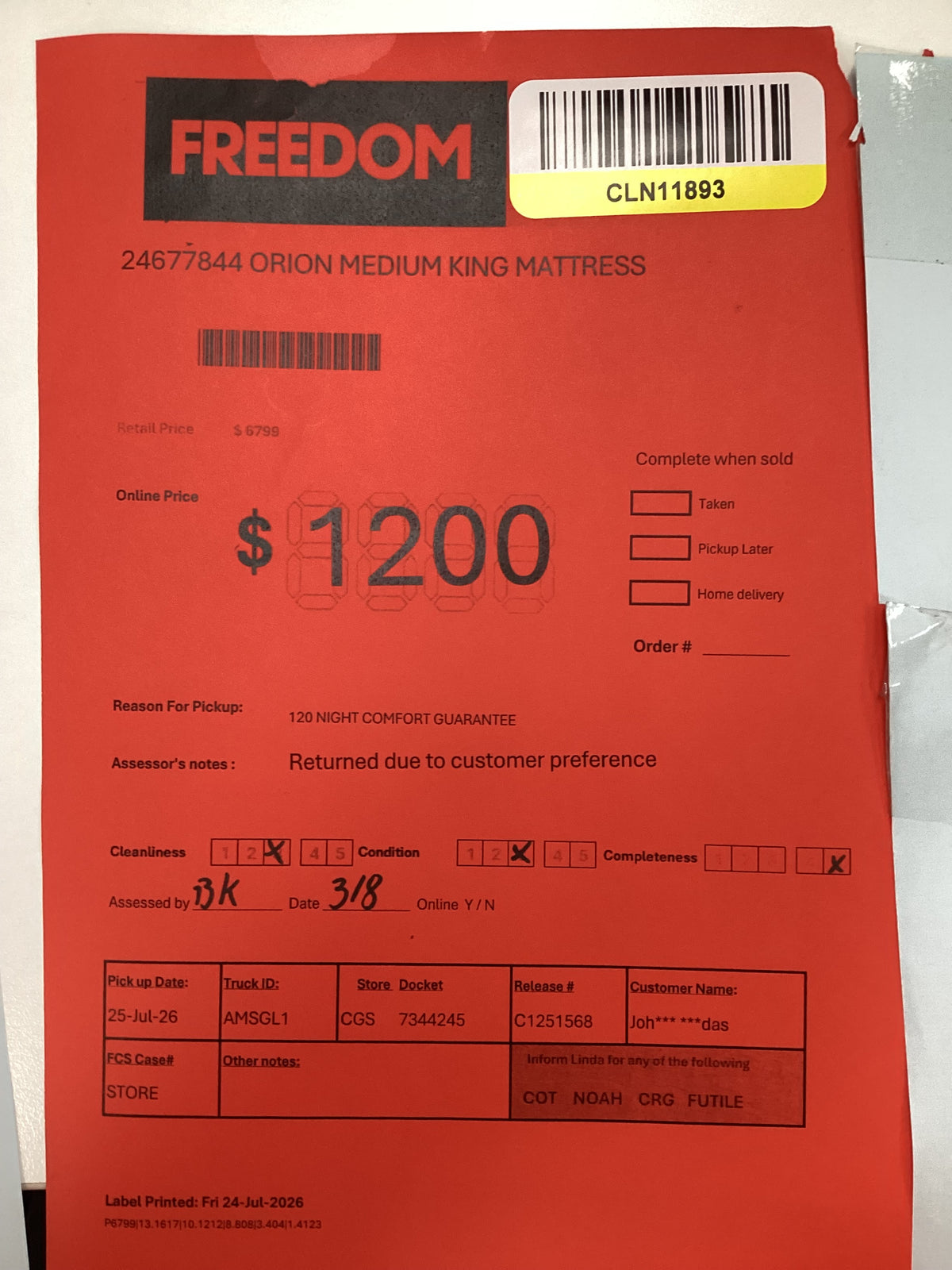 NSW CLN11893 Orion Medium King Mattress