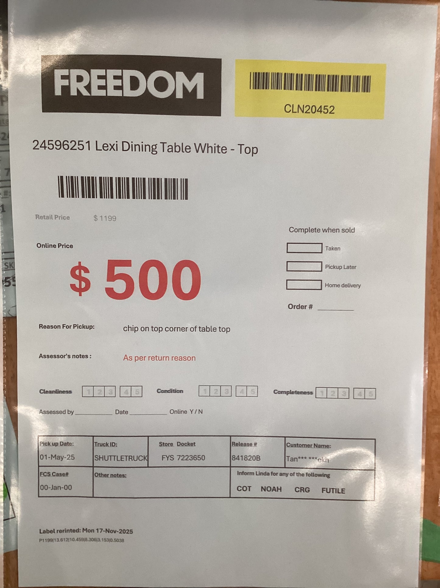 NSW MT24552 Lexi Dining Table White