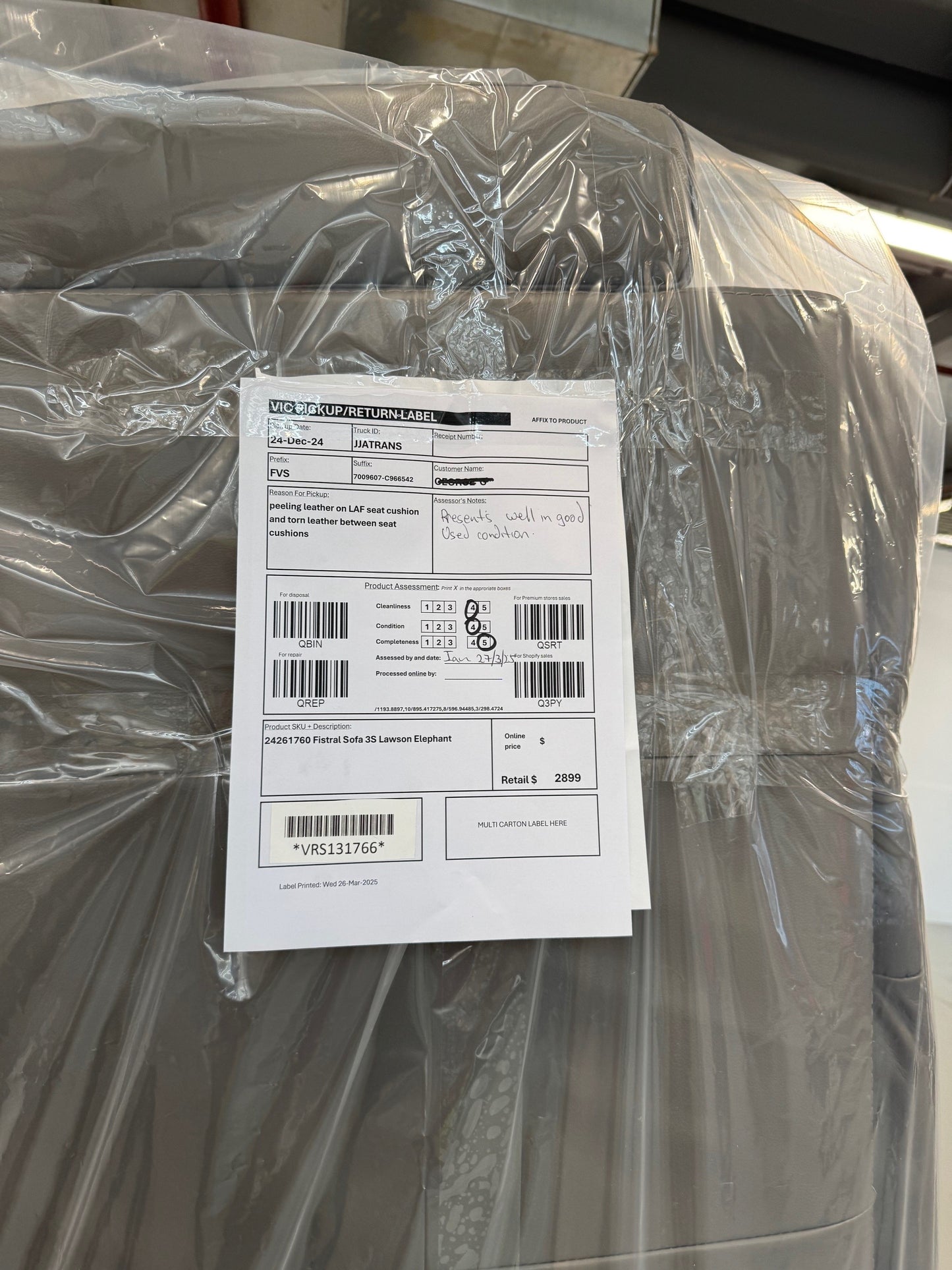VICDC Fistral Sofa 3S Lawson Elephant VRS131766 24261760
