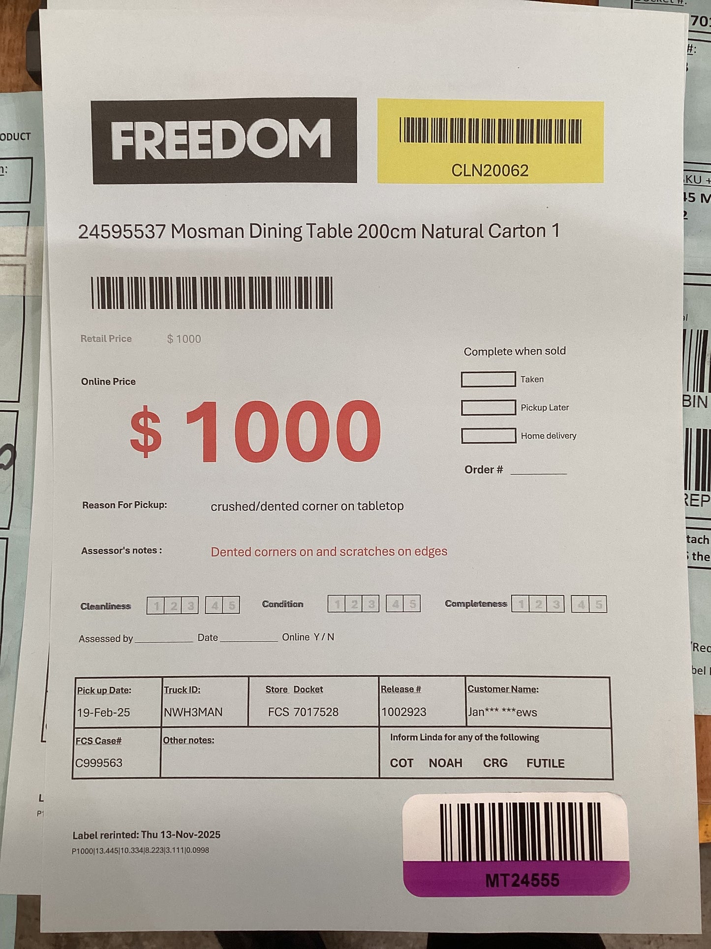 NSW MT24555 Mosman Dining Table 200cm Natural