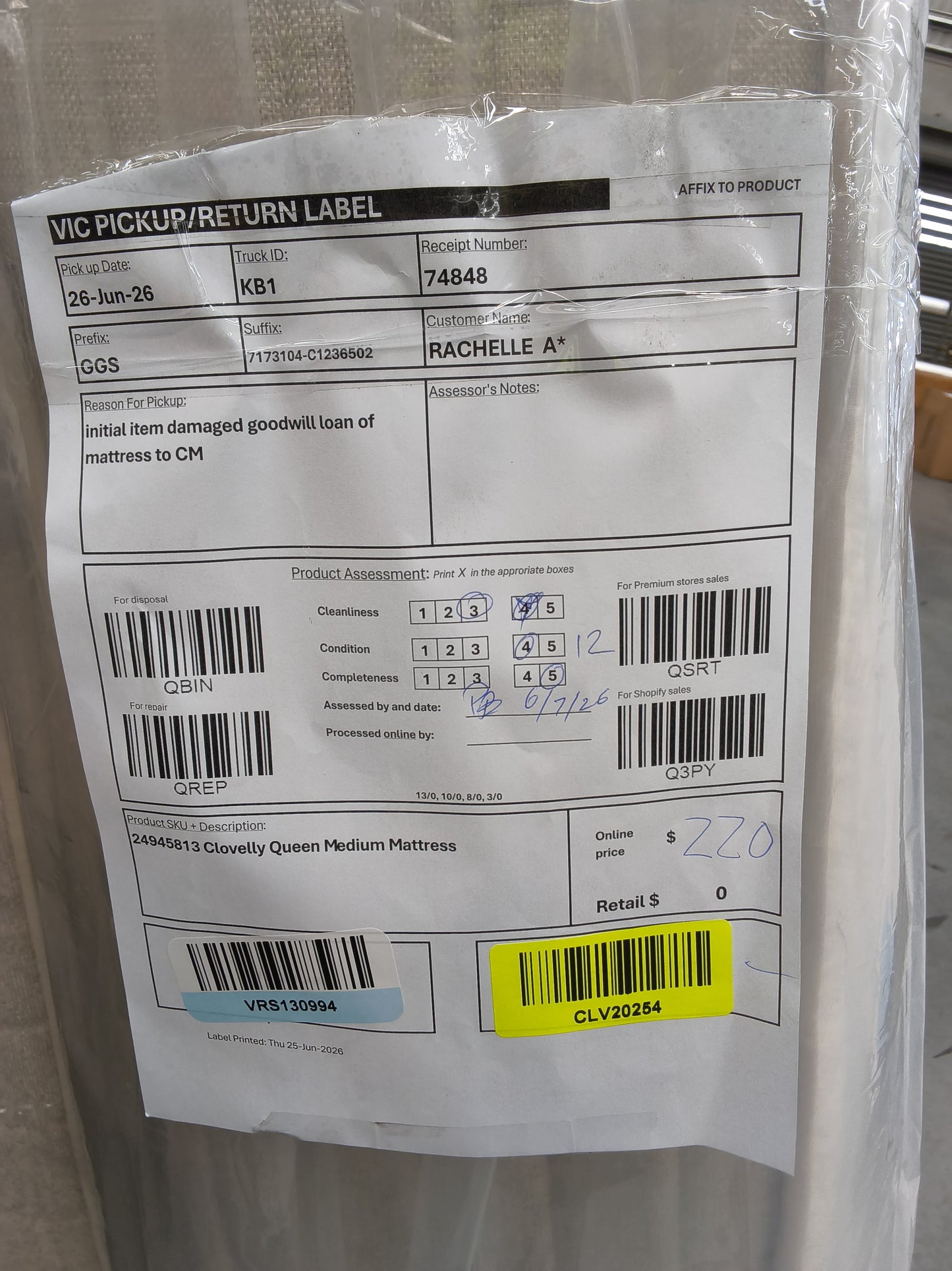 VICDC CLV20254 Clovelly Queen Medium Mattress