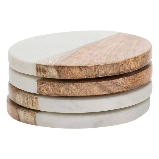NSW Duo Coasters  Mango Wood Natural (Setof4) HW26