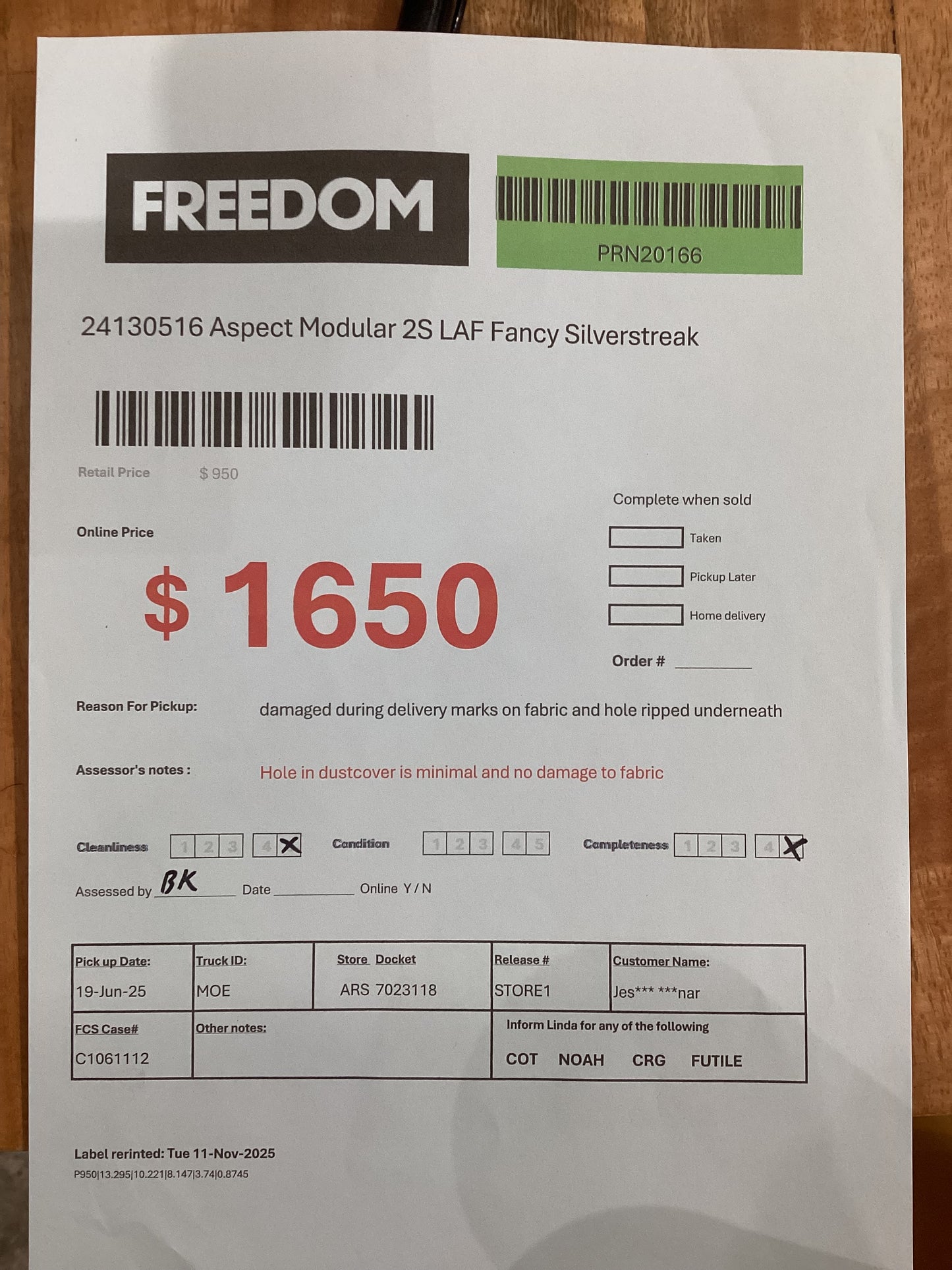 NSW MT24514 Aspect 2S LAF+Armless 2S+2S RAF+Ottoman Storage Fancy Silverstreak