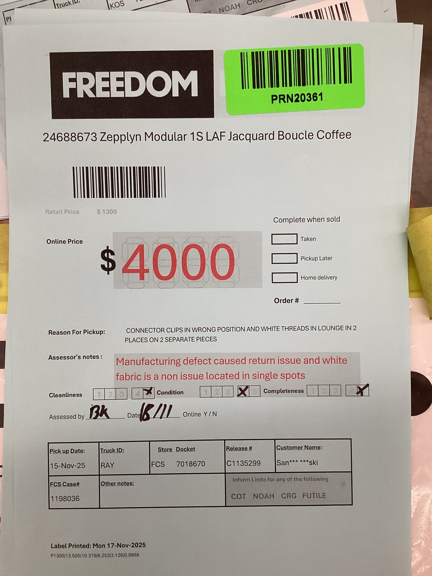 NSW MT24558 Zepplyn Modular 1s RAF+2 Armless 1s+Corner+ 1s LAF Jacquard Bocule Coffee