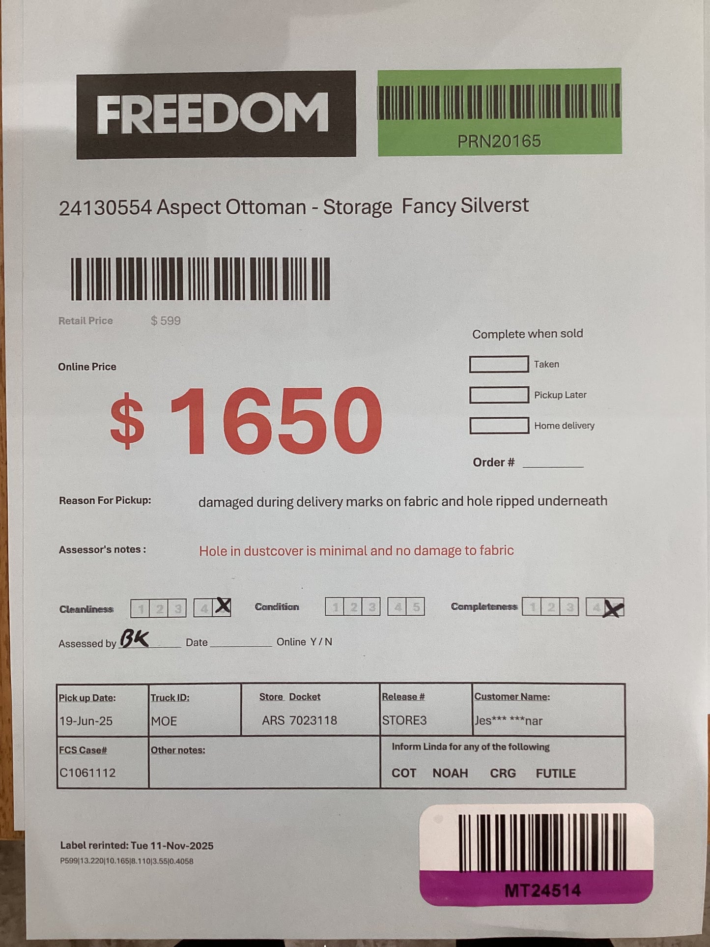 NSW MT24514 Aspect 2S LAF+Armless 2S+2S RAF+Ottoman Storage Fancy Silverstreak