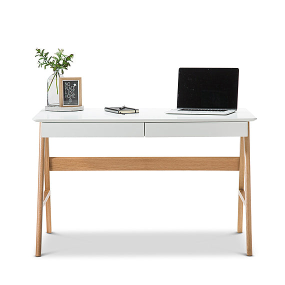 NSW DSV26001 DSV Aleksander Desk 120cm Width / 2 Drawer Oak and White