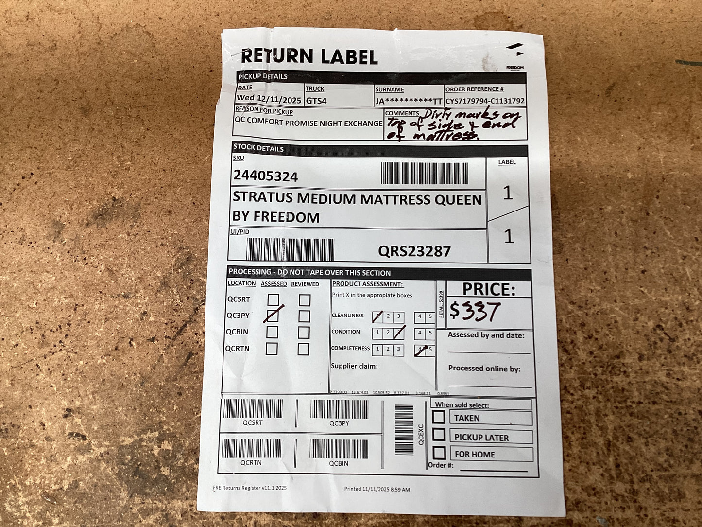 QLD QRS23287 Stratus Medium Mattress Queen