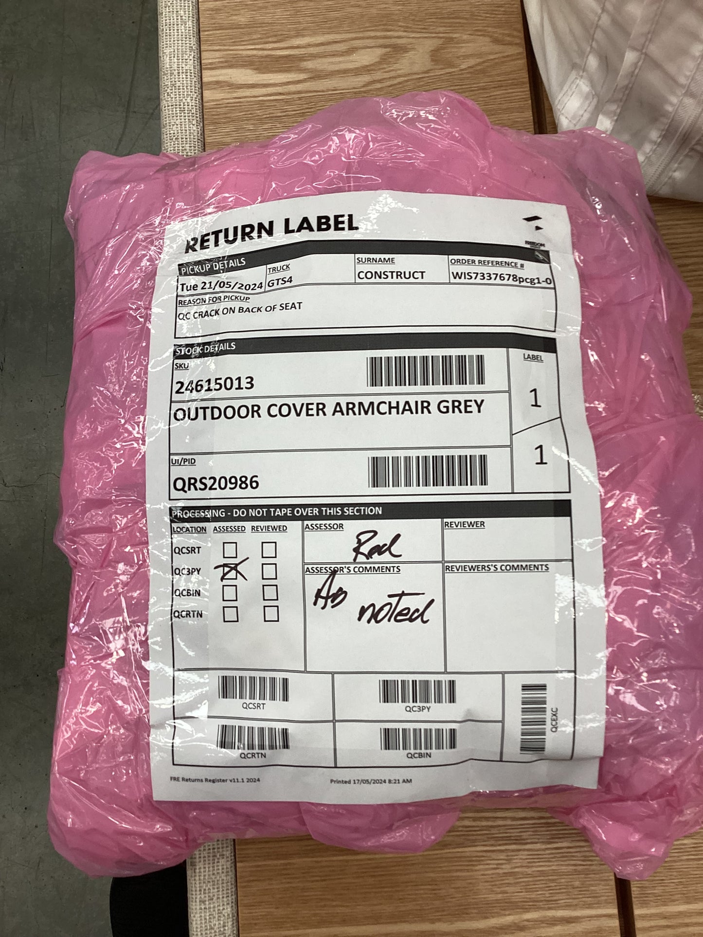 QLD QRS20986 Outdoor cover Outdoor Armchair   Grey