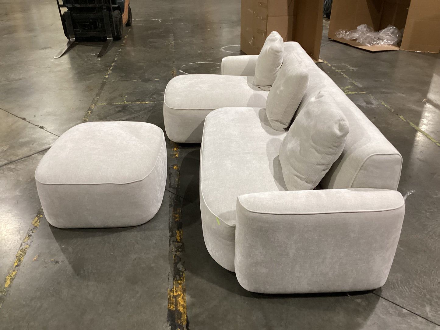 NSW MT24521 Apartment Modular Sofa 2.5S RAF + LAF Chaise + Ottoman Glamour Natural