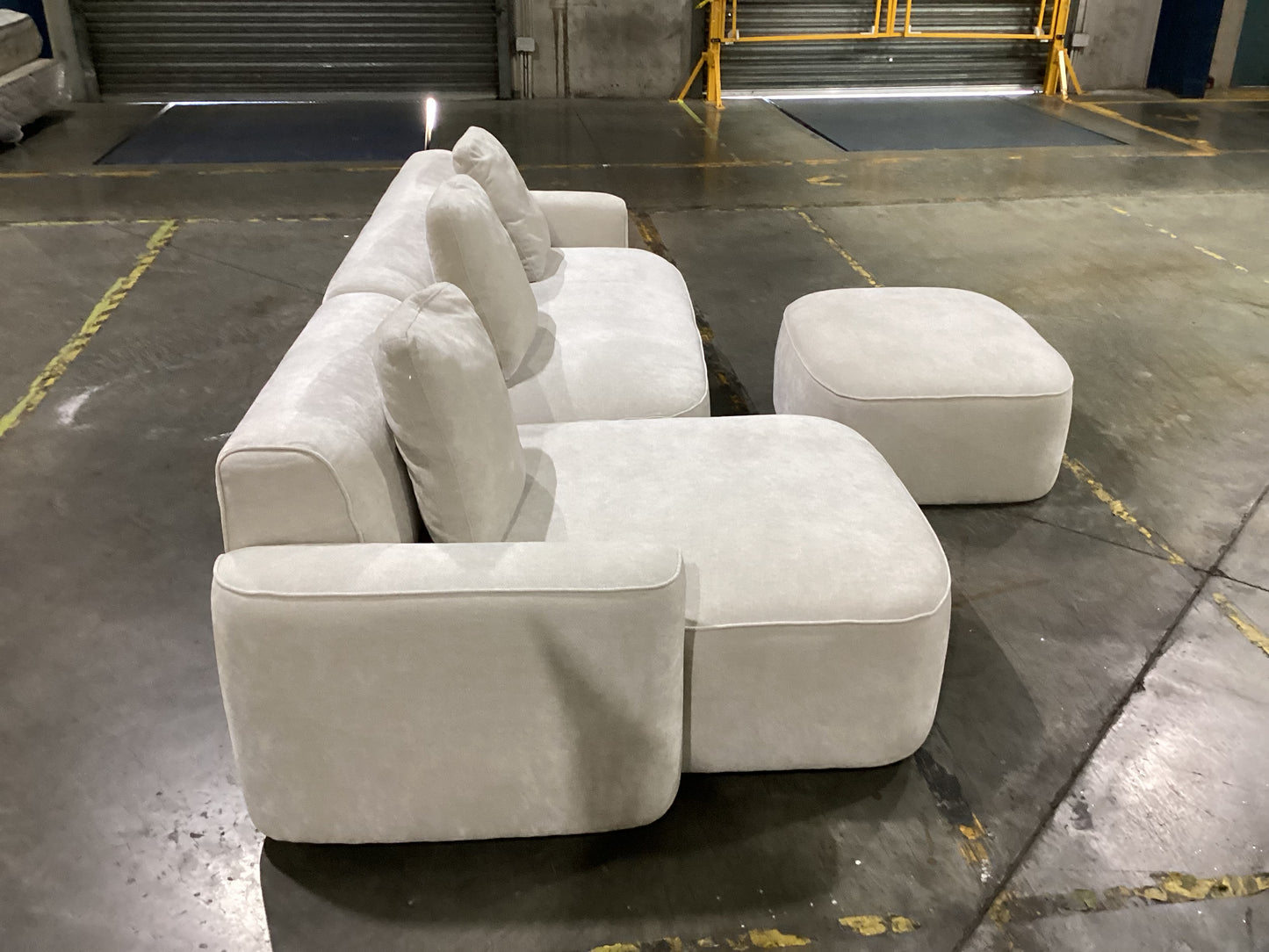 NSW MT24521 Apartment Modular Sofa 2.5S RAF + LAF Chaise + Ottoman Glamour Natural