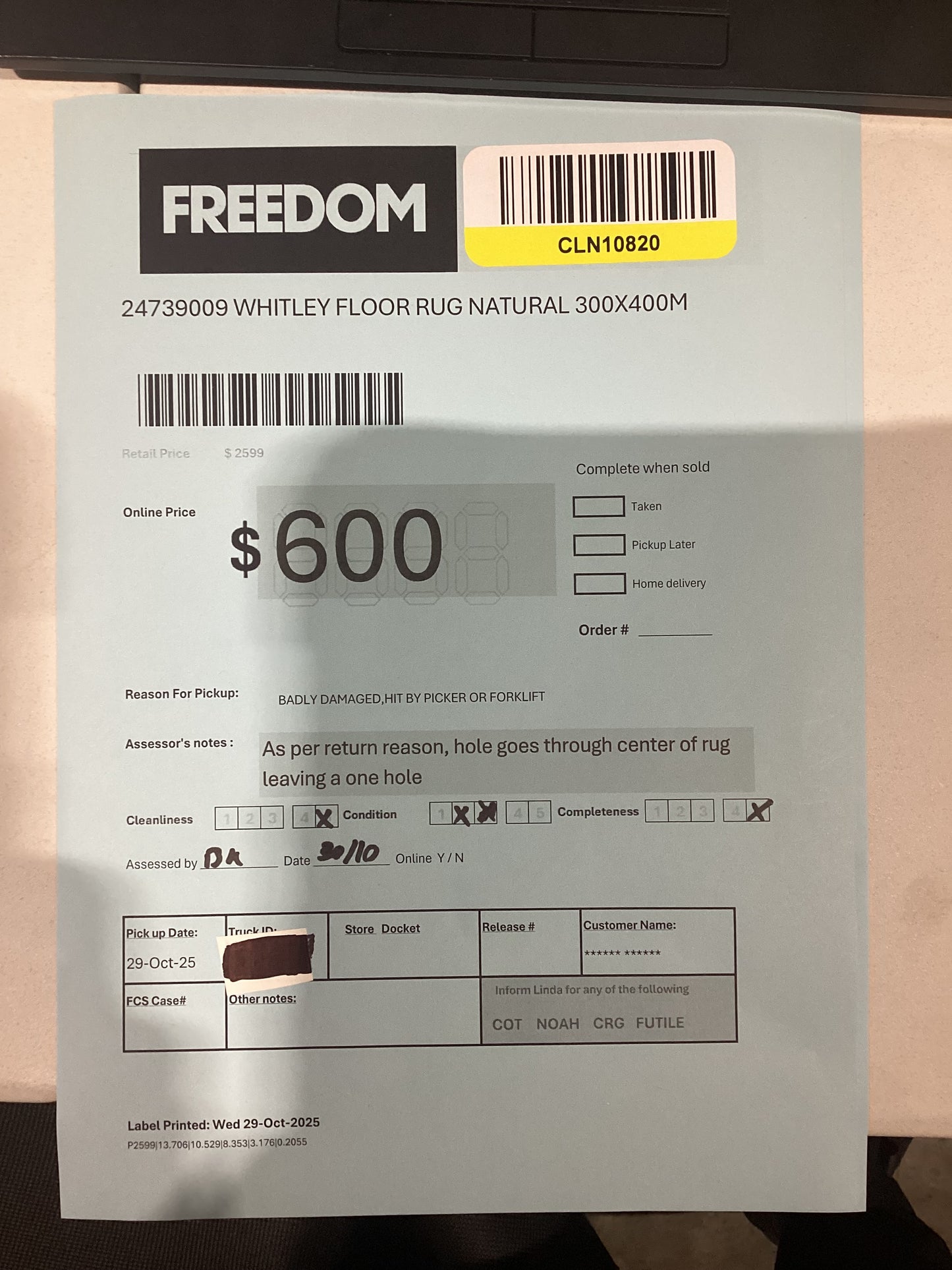 NSW CLN10820 Whitely Floor Rug Natural 300x400cm