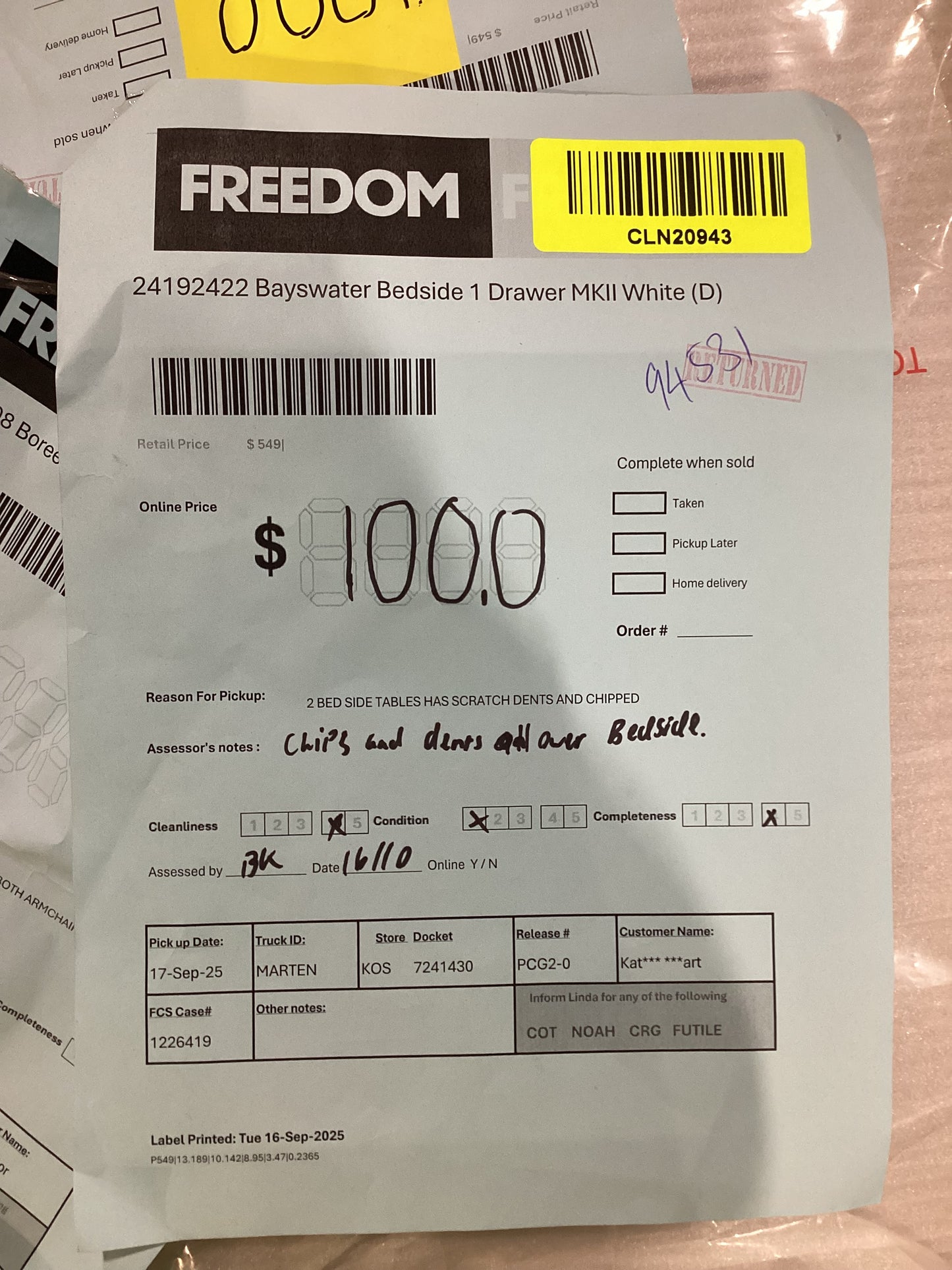 NSW CLN20943 Bayswater Bedside 1 Drawer MKII White