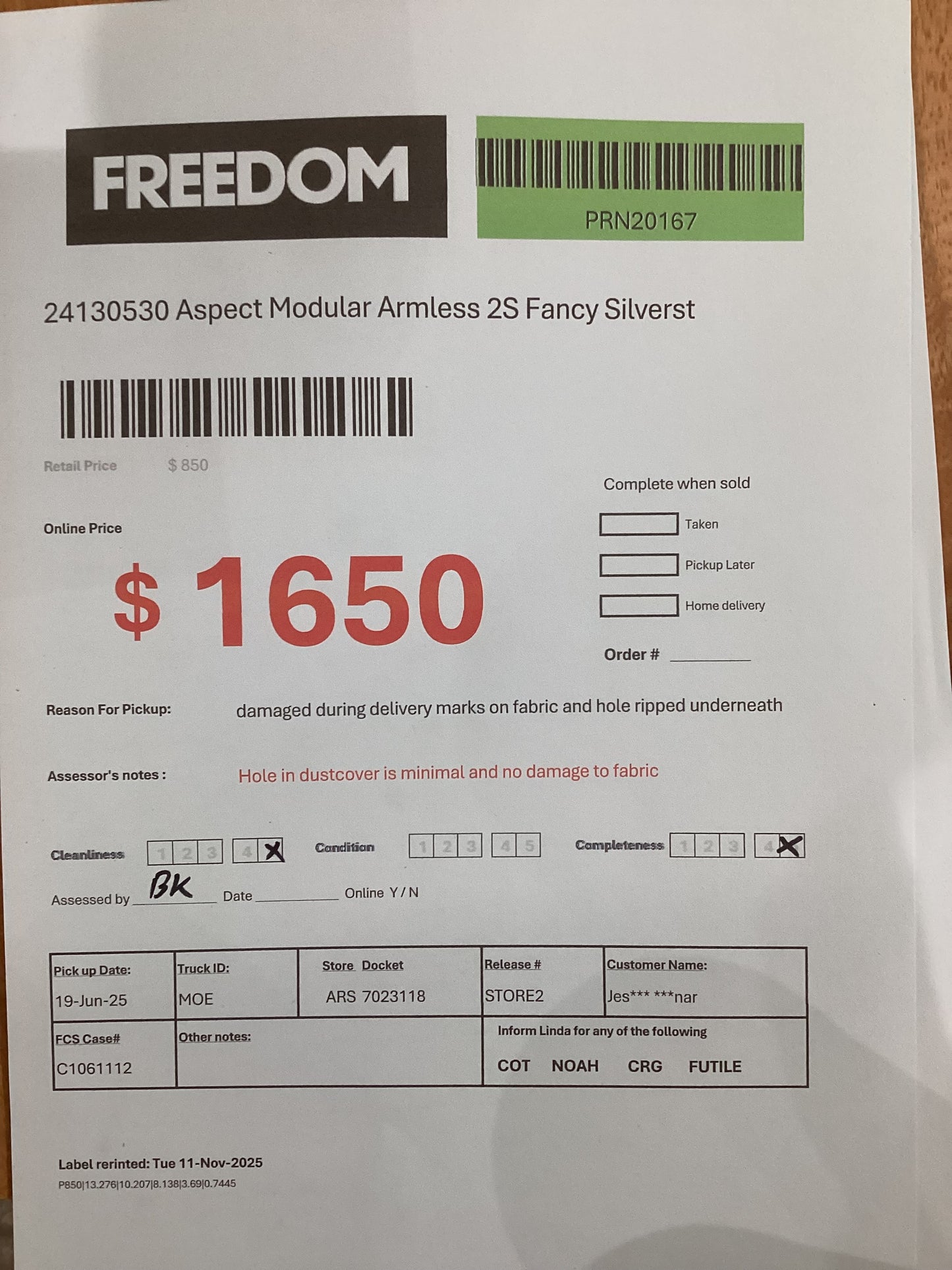 NSW MT24514 Aspect 2S LAF+Armless 2S+2S RAF+Ottoman Storage Fancy Silverstreak