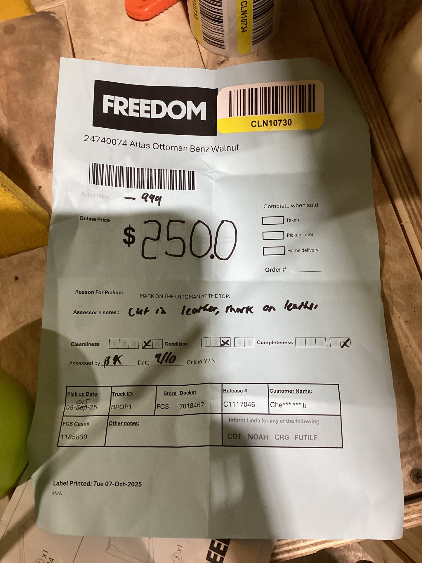 NSW CLN10730 Atlas Ottoman Benz Walnut