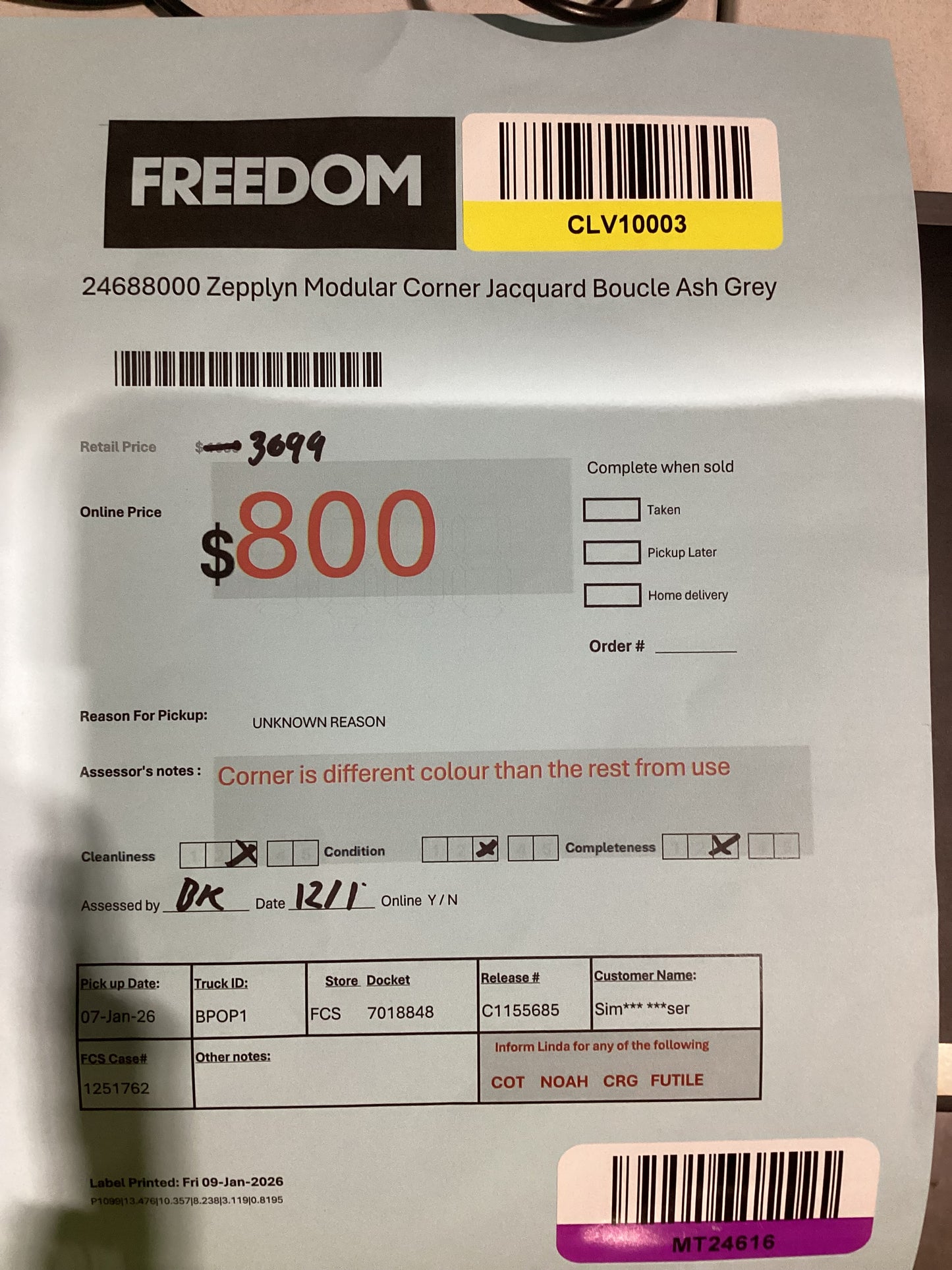 NSW MT24616 Zepplyn Modular Sofa Corner+1s RAF+ 1s Armless Jacquard Boucle Ash Grey