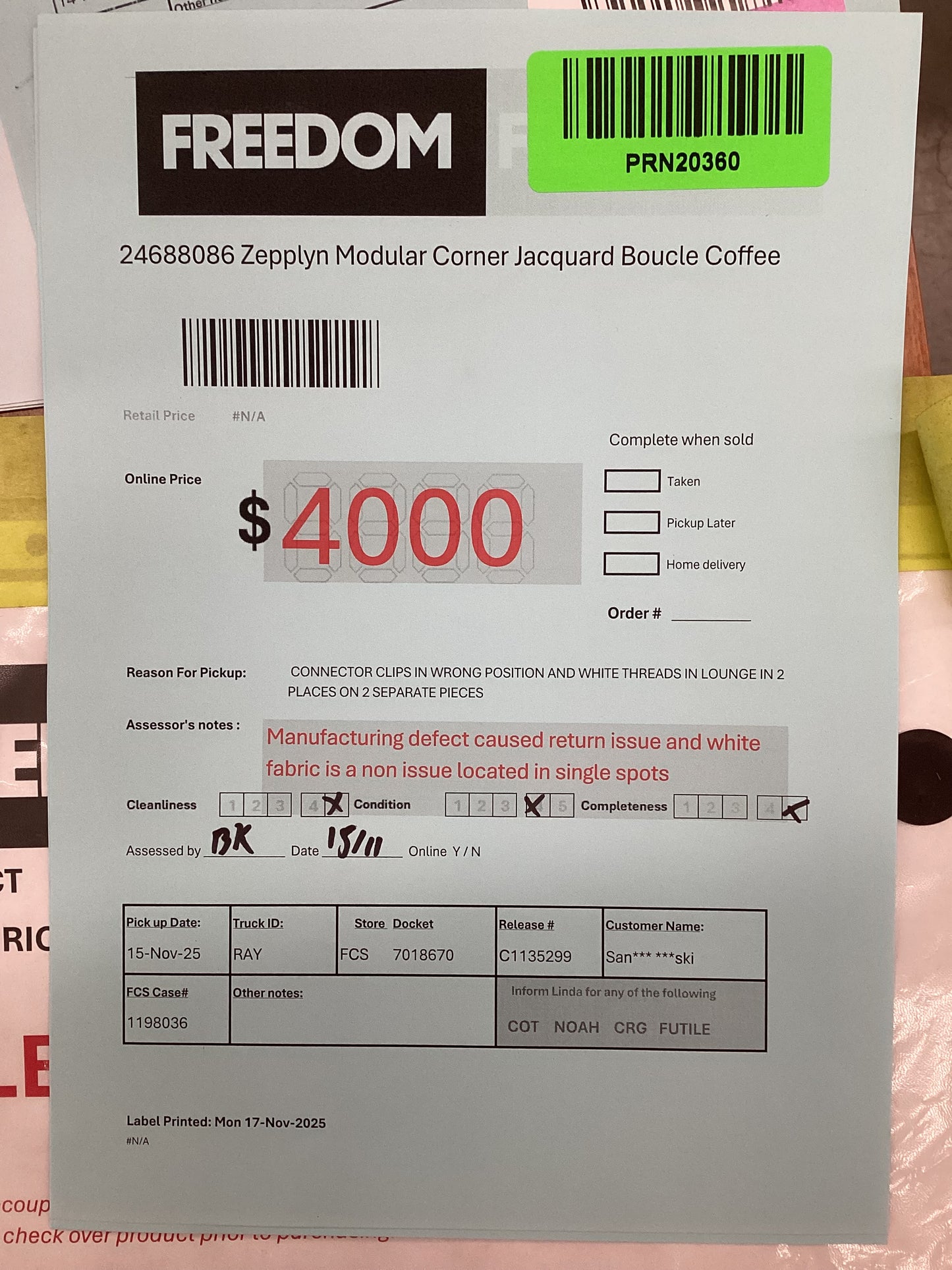 NSW MT24558 Zepplyn Modular 1s RAF+2 Armless 1s+Corner+ 1s LAF Jacquard Bocule Coffee