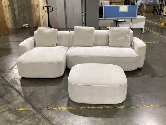 NSW MT24521 Apartment Modular Sofa 2.5S RAF + LAF Chaise + Ottoman Glamour Natural