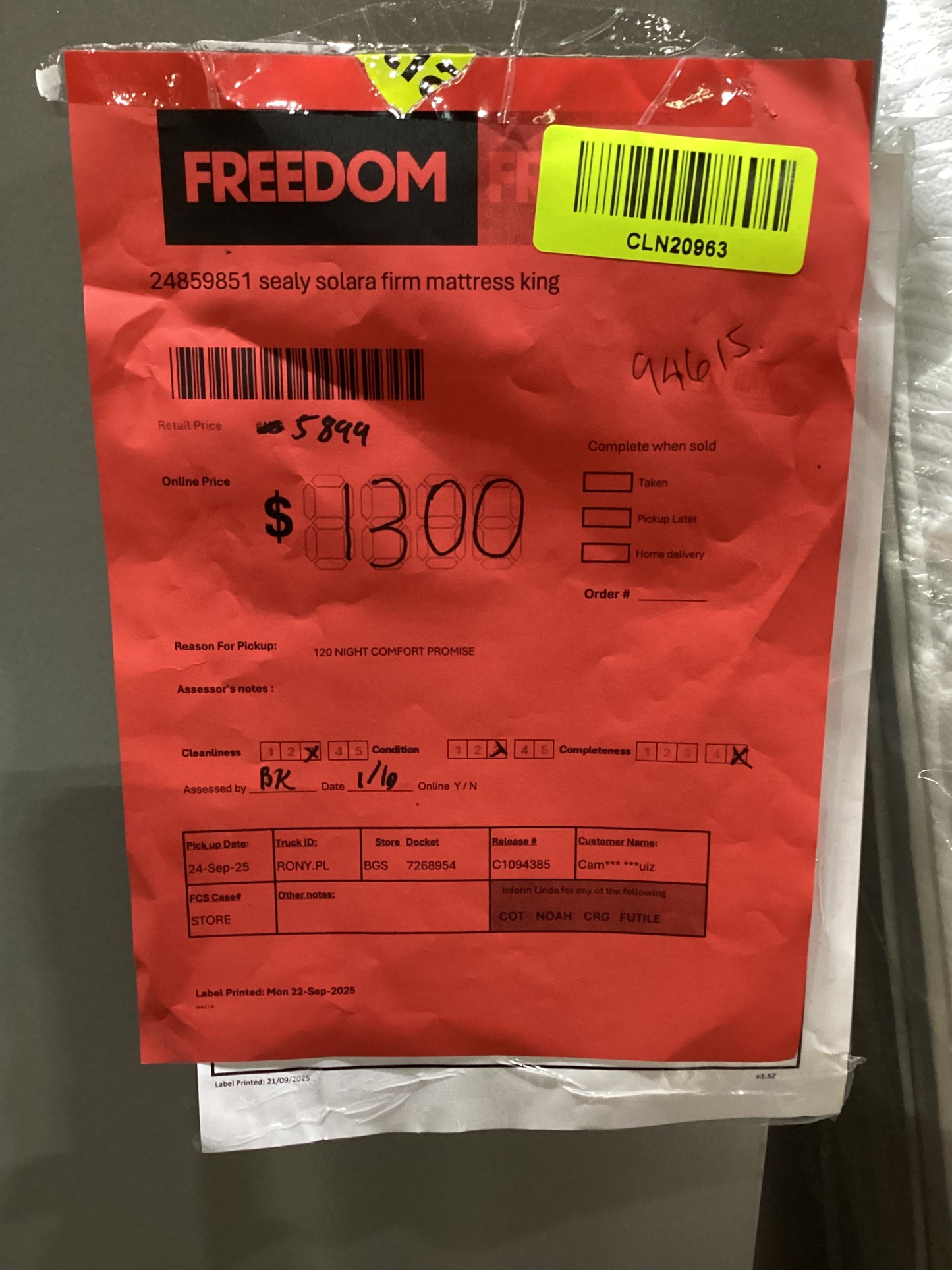 NSW CLN20963 Sealy Solar Firm Mattress King