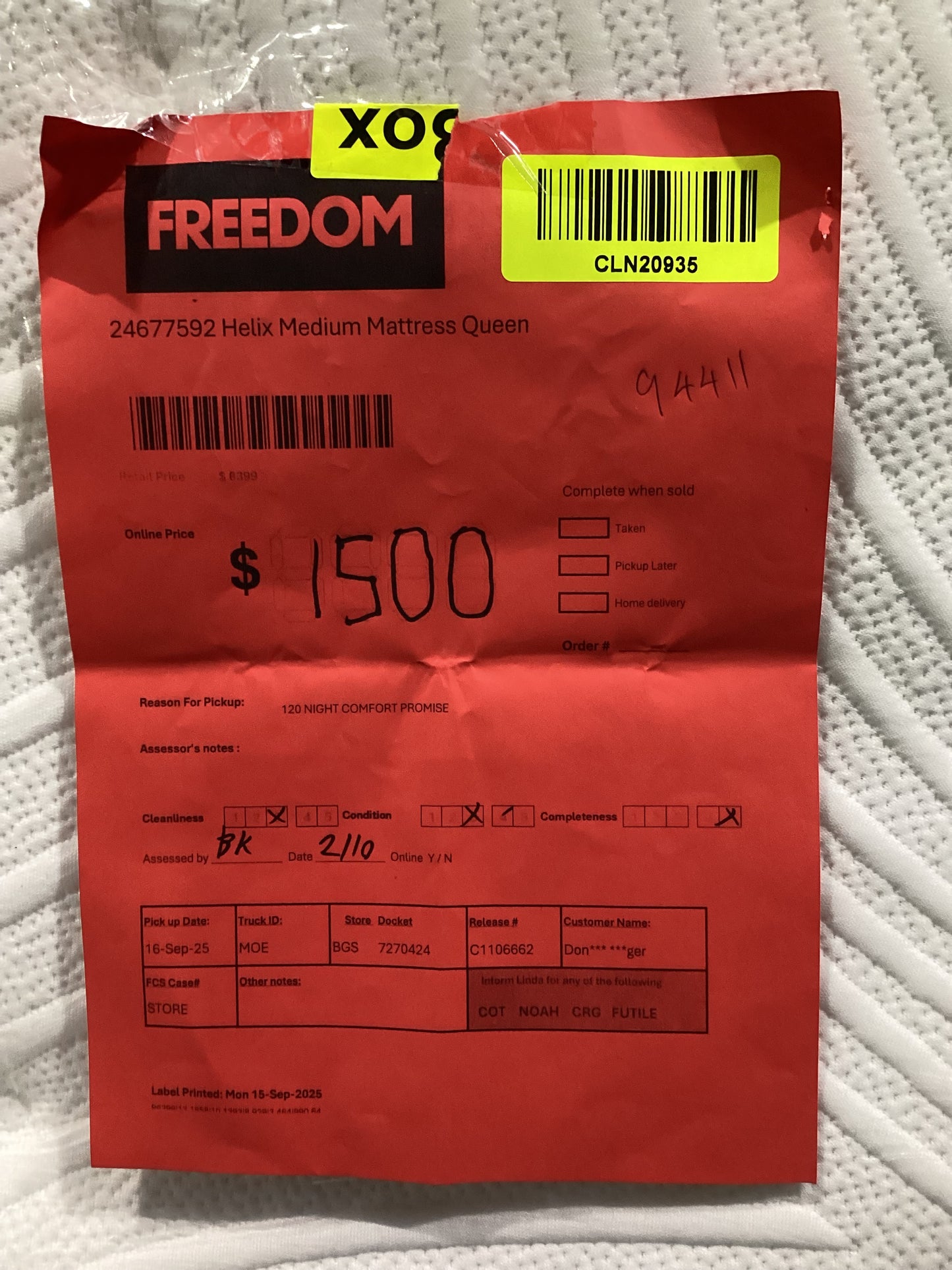 NSW CLN20935 Helix Medium Mattress Qiueen