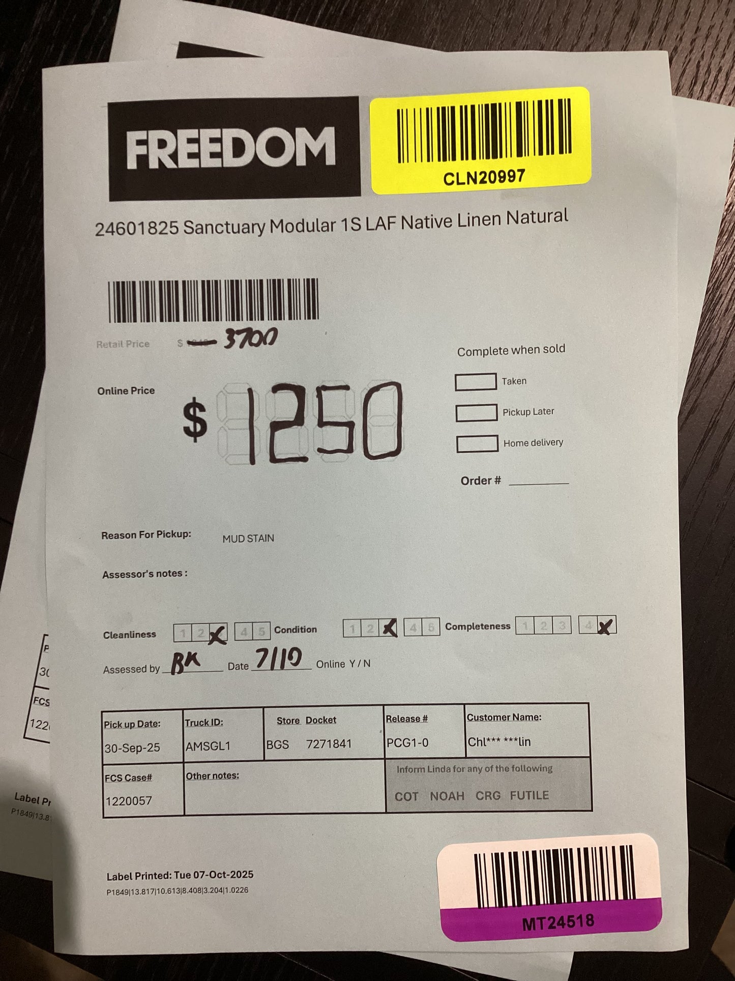 NSW MT24518 Sanctuary Modular 1s LAF+1S RAF Native Linen Natural