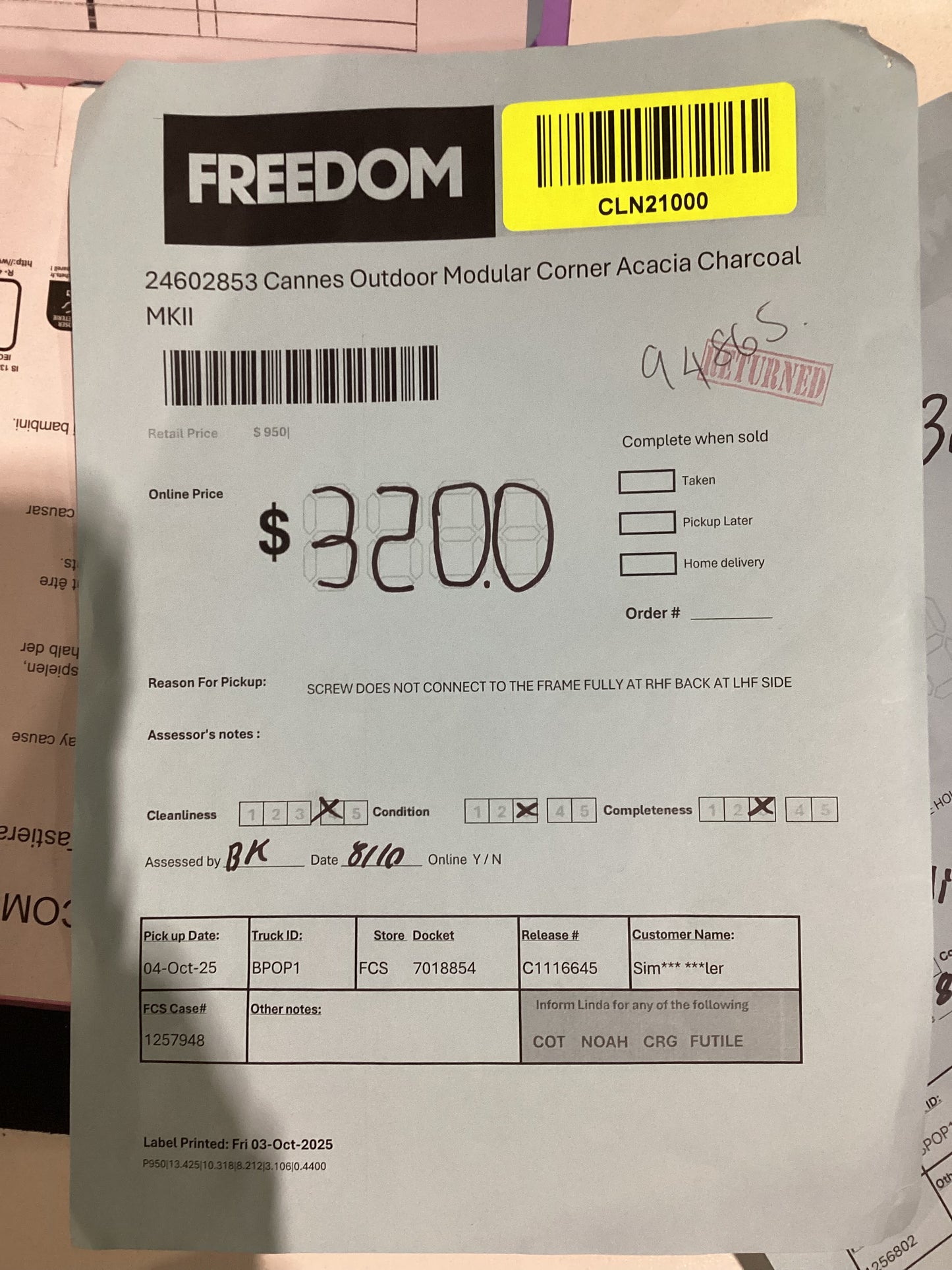 NSW CLN21000 Cannes Outdoor Modular Corner Acacia Charcoal