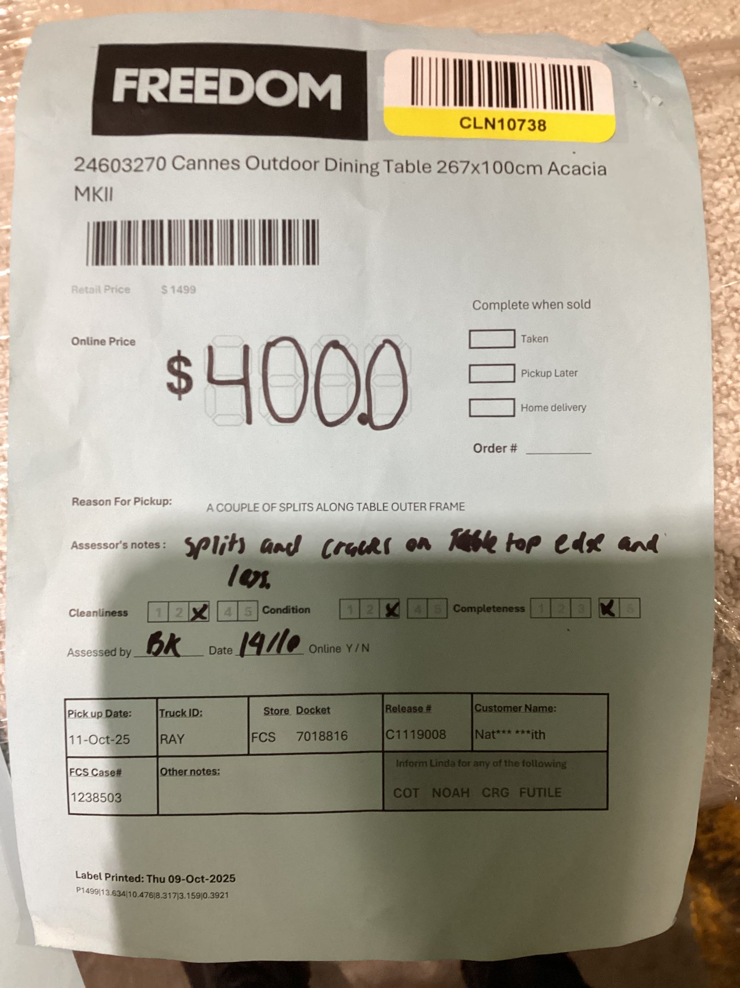 NSW CLN10738 Cannes Outdoor Dining Table 267x100cm Acacia MKII