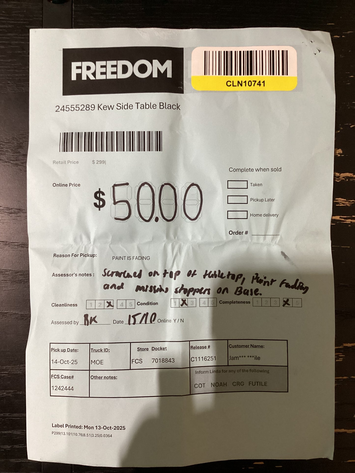 NSW CLN10741 Kew Side Table Black