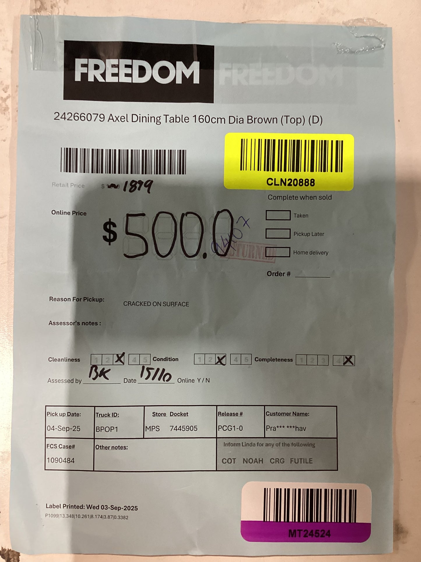 NSW MT24524 Axel Dining Table 160cm Dia Brown