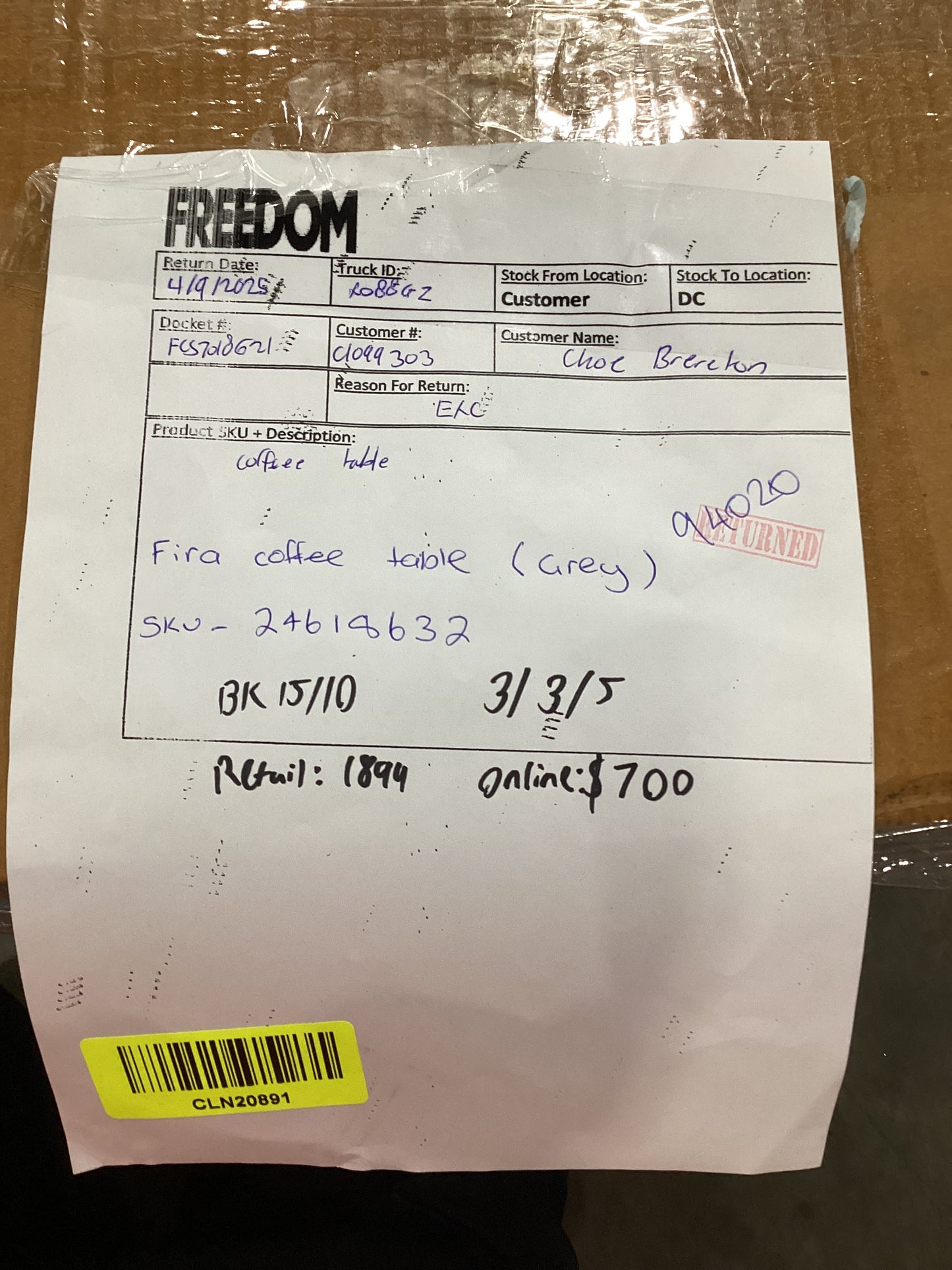 NSW CLN20891 Fira Coffee Table Grey