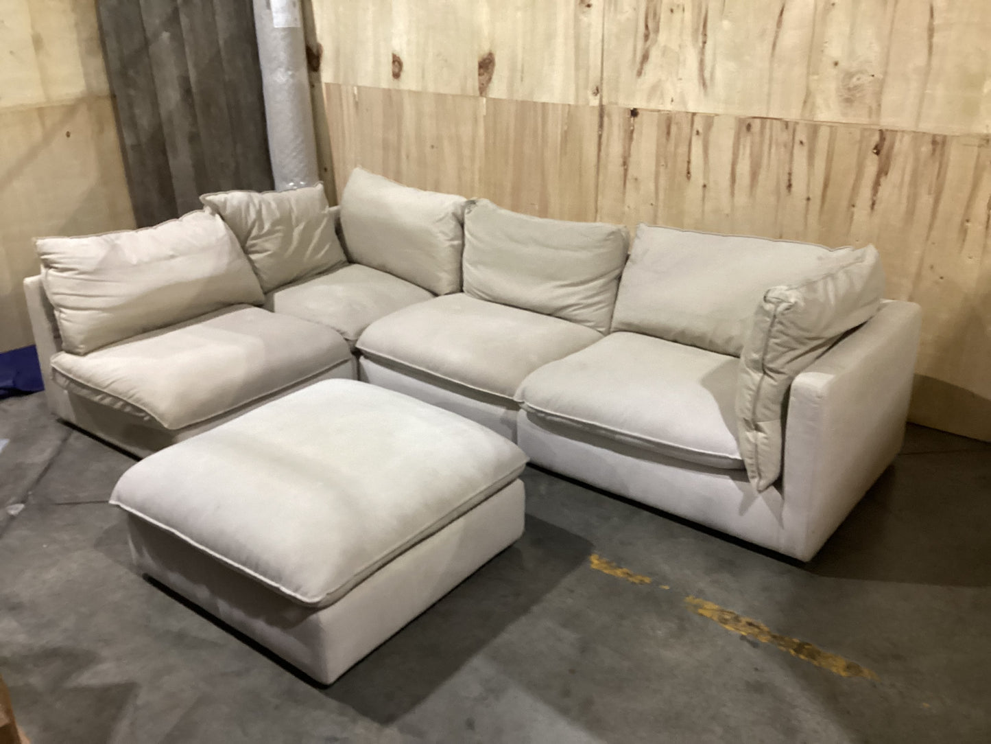 NSW MT24528 Sorrento Modular 2x Armless 1.5S+Ottoman+RAF 1.5S+Corner Washed Canvas Stone