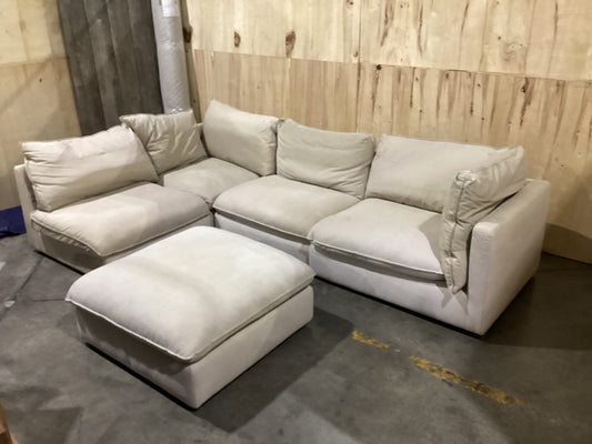 NSW MT24528 Sorrento Modular 2x Armless 1.5S+Ottoman+RAF 1.5S+Corner Washed Canvas Stone