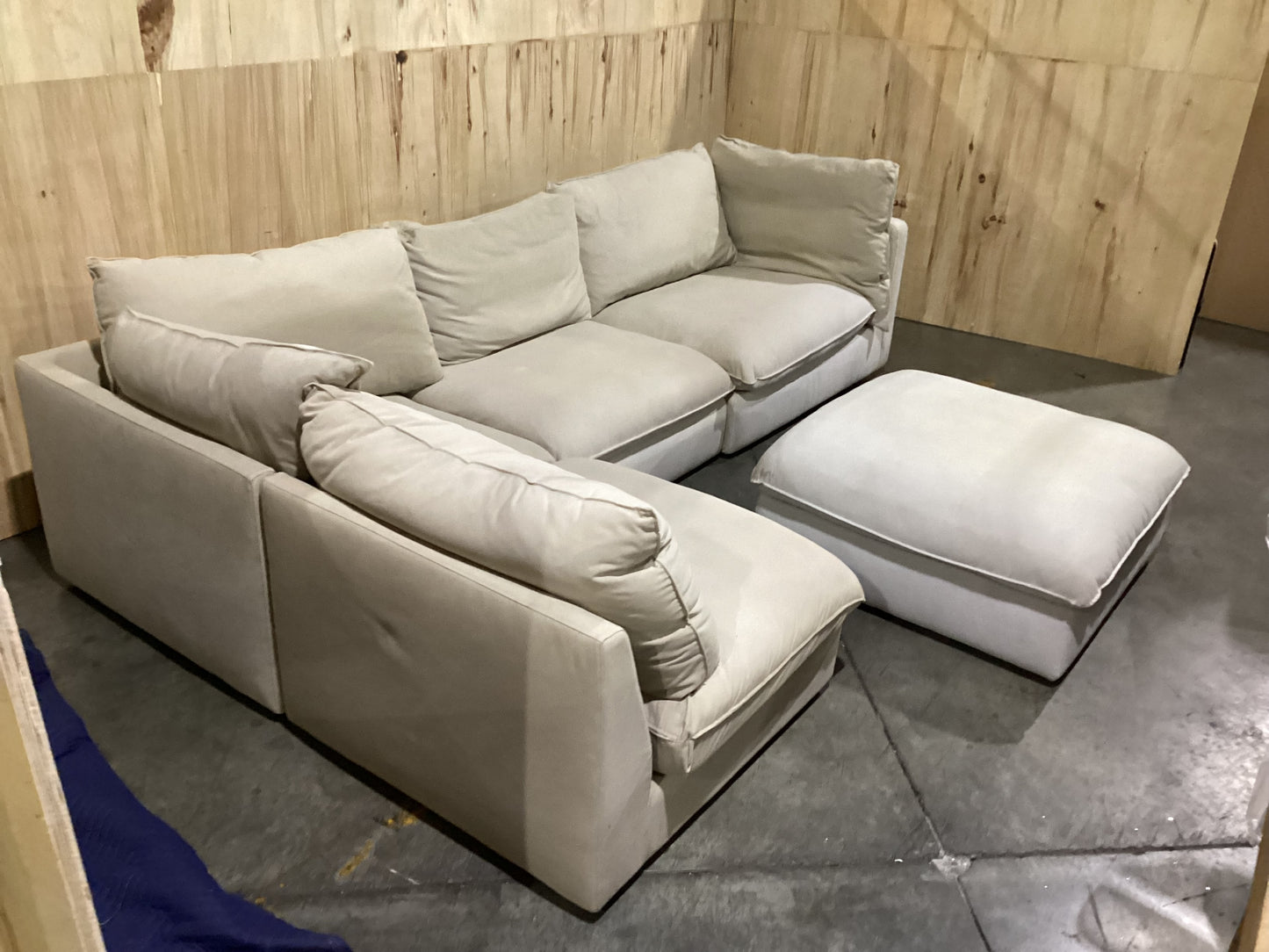 NSW MT24528 Sorrento Modular 2x Armless 1.5S+Ottoman+RAF 1.5S+Corner Washed Canvas Stone