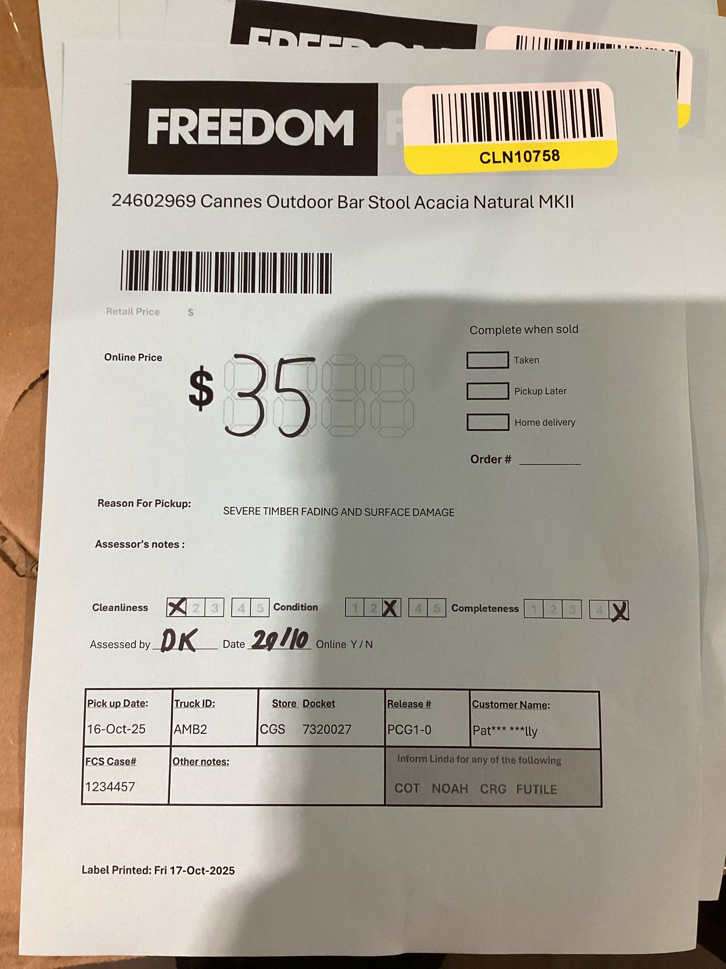 NSW CLN10758 Cannes Outdoor Bar Stool Acacia Natural MKII