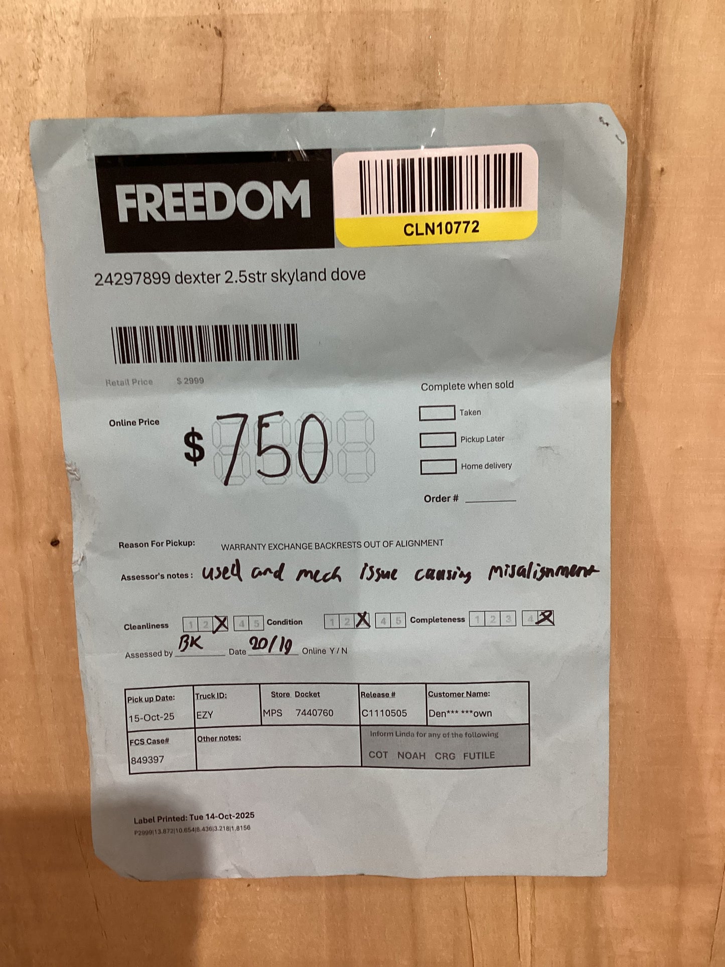 NSW CLN10772 Dexter 2.5S Skyland Dove