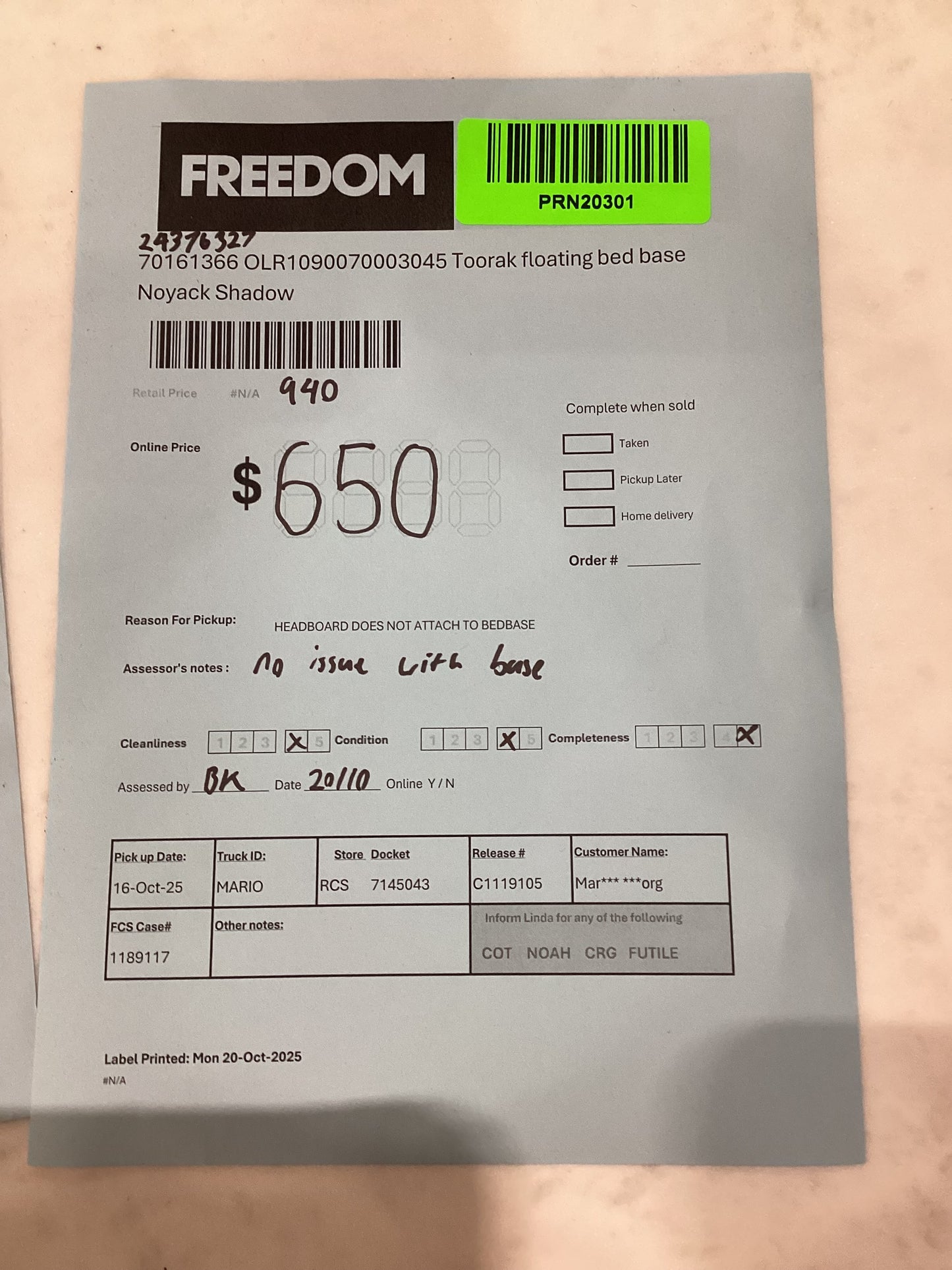 NSW PRN20301 Toorak Floating Bed Base Noyack Shadow