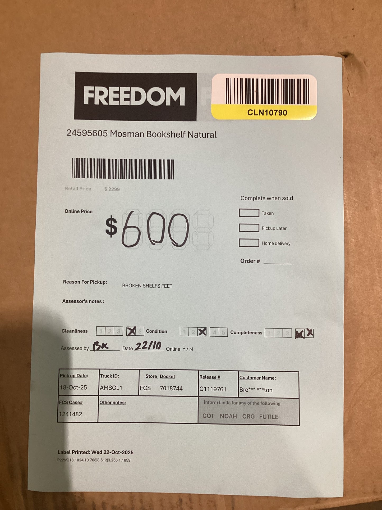 NSW CLN10790 Mosman Bookshelf Natural