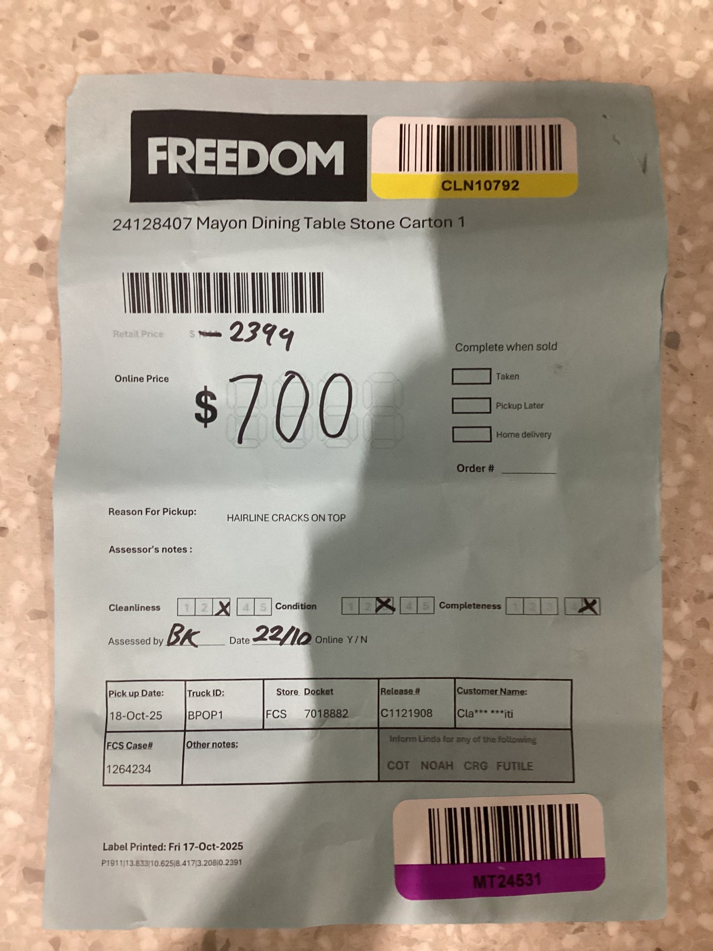 NSW MT24531 Mayon Dining Table Stone/Black