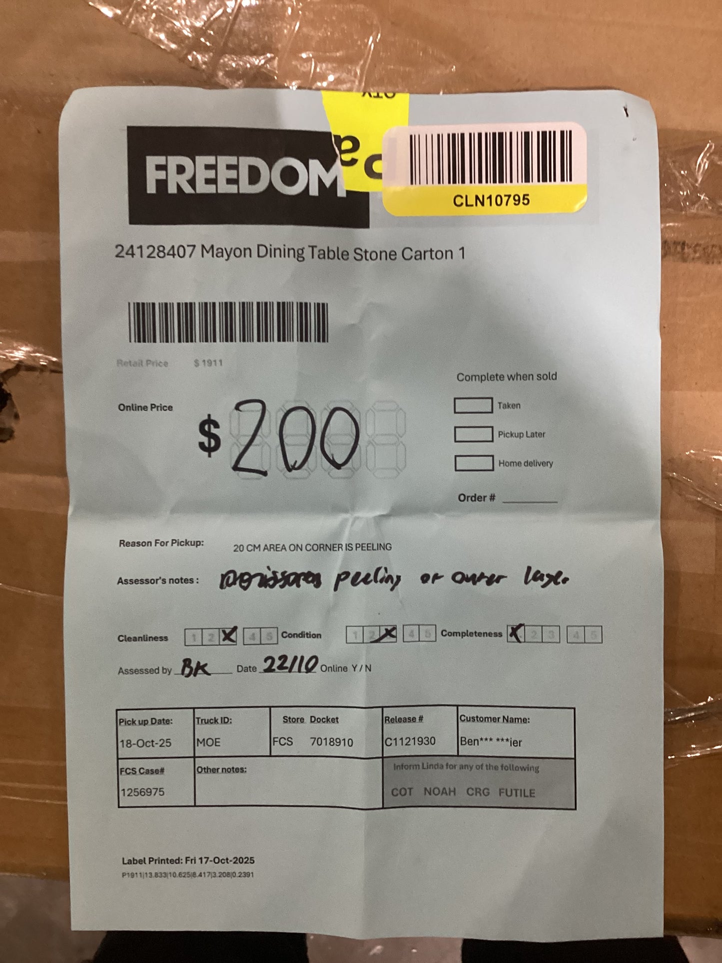 NSW CLN10795 Mayon Dining Table Stone (Top Only)