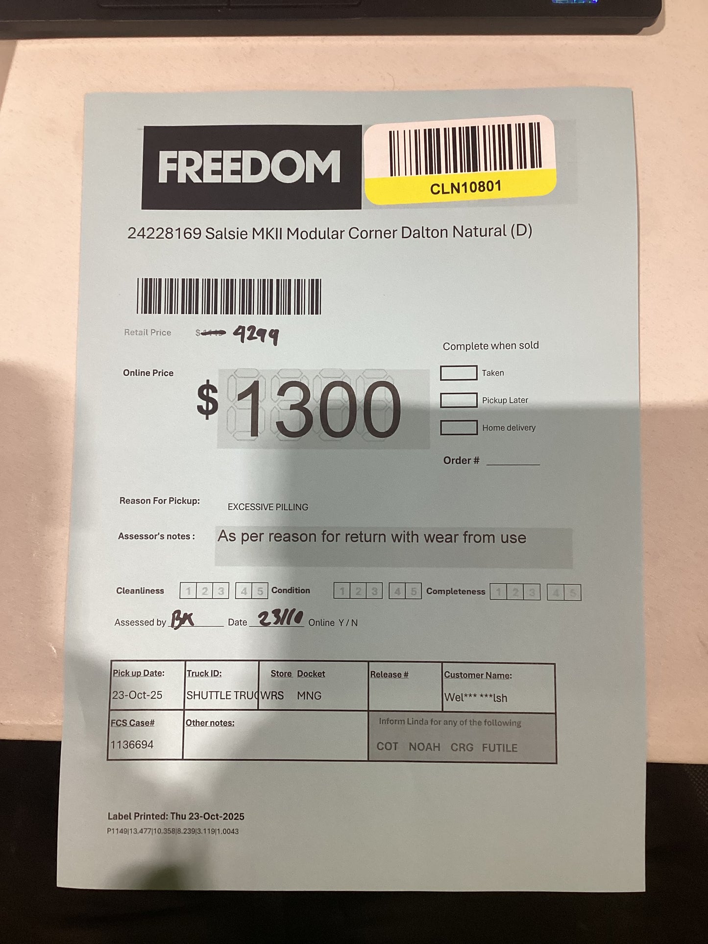 NSW MT24532 Salsie MK II Modular 2*Corner+2*Armless+Ottoman Dalton Natural