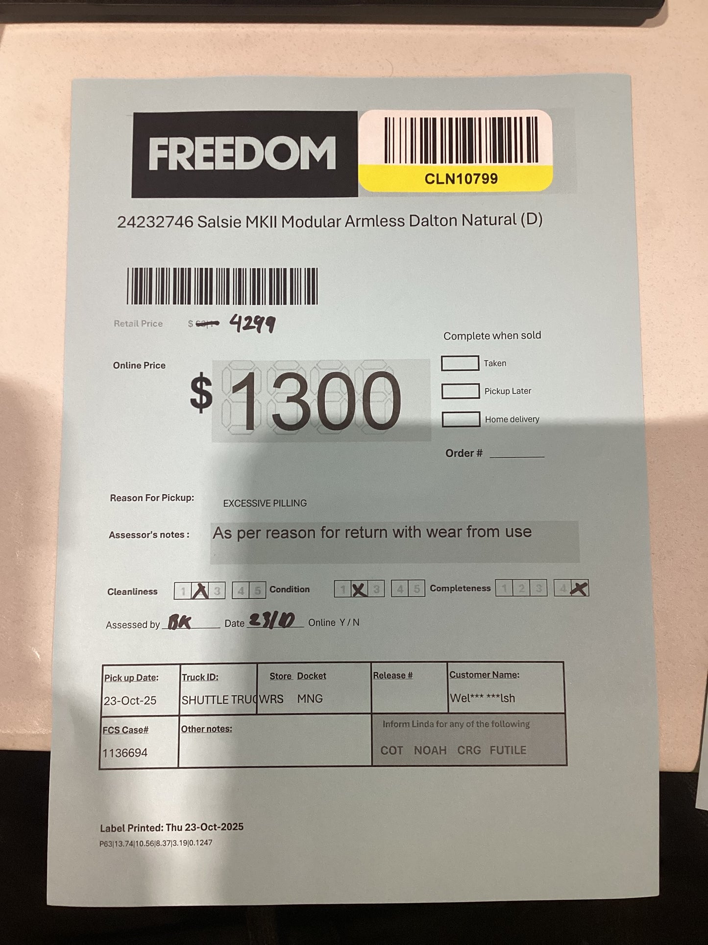 NSW MT24532 Salsie MK II Modular 2*Corner+2*Armless+Ottoman Dalton Natural