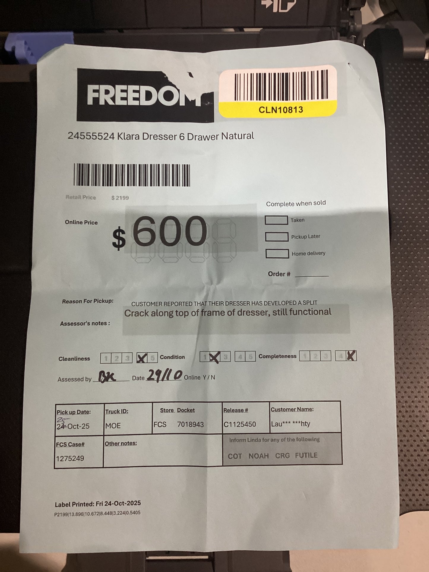 NSW CLN10813 Klara Dresser 6 Drawer Natural