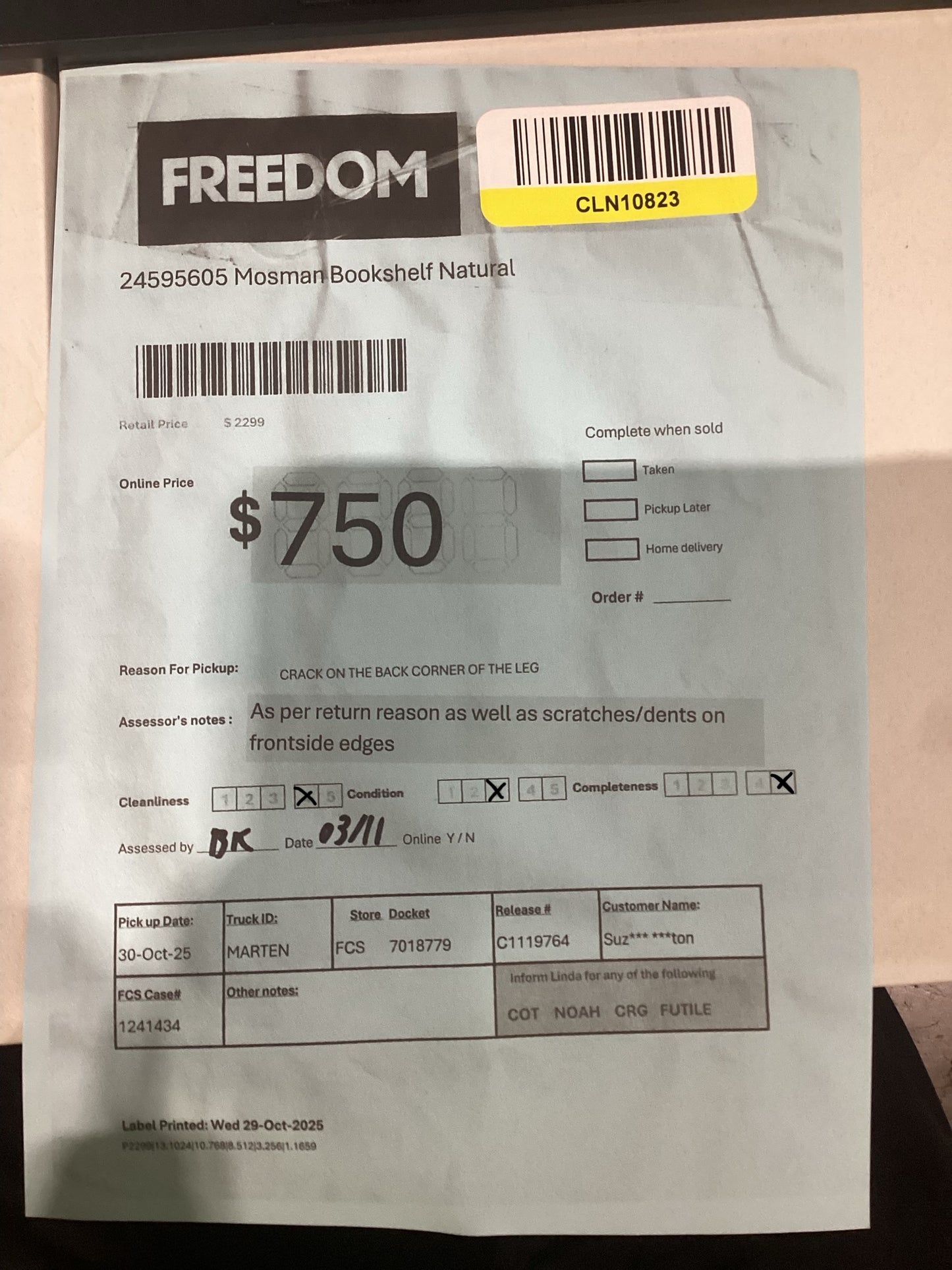 NSW CLN10823 Mosman Bookshelf Natural