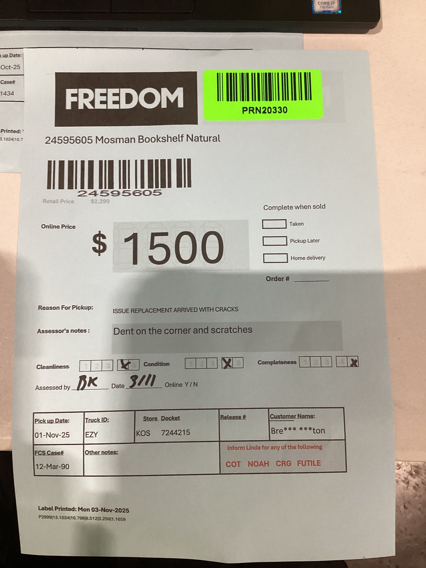 NSW PRN20330 Mosman Bookshelf Natural