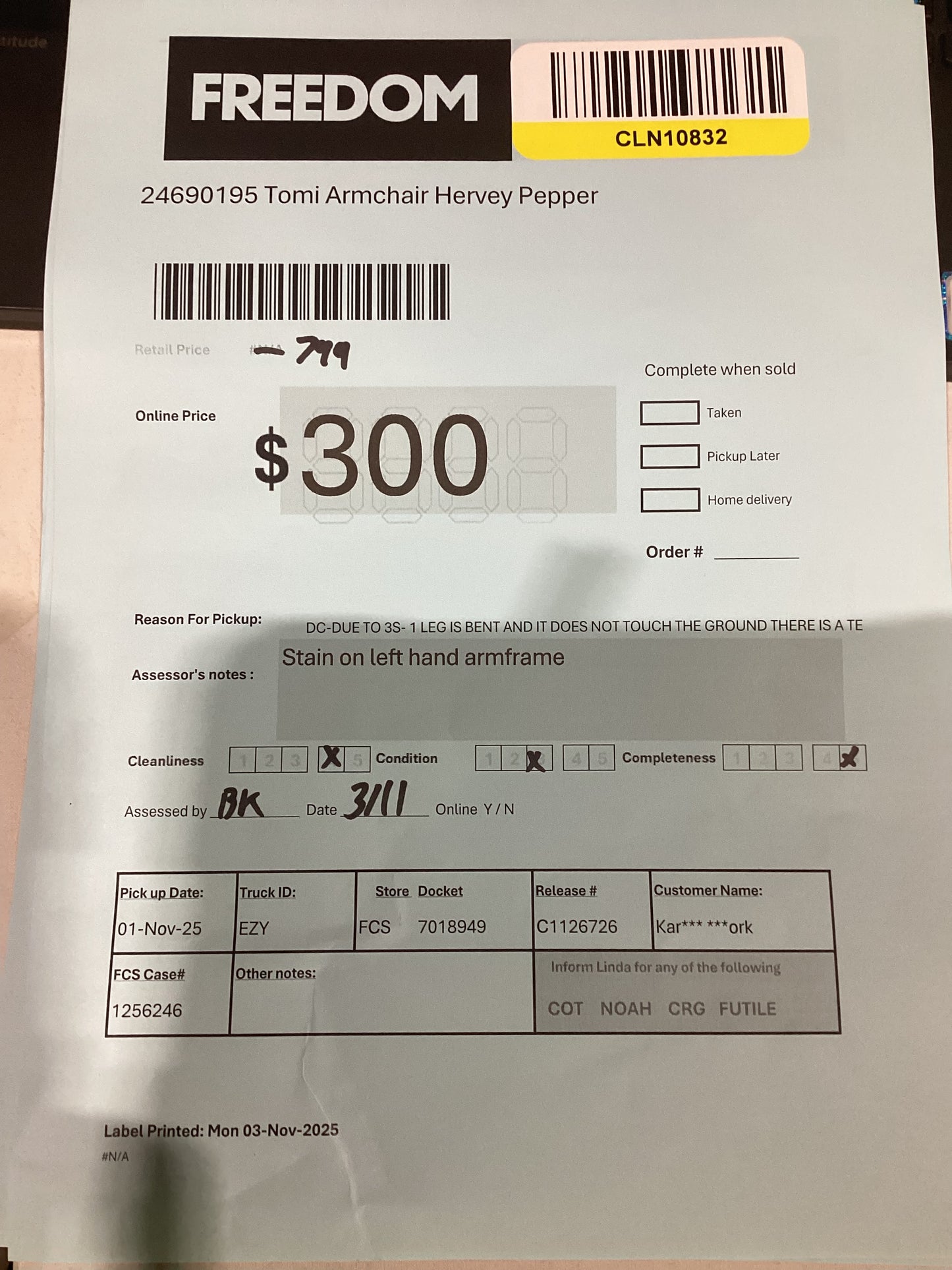 NSW CLN10832 Tomi Armchair Hervey Pepper