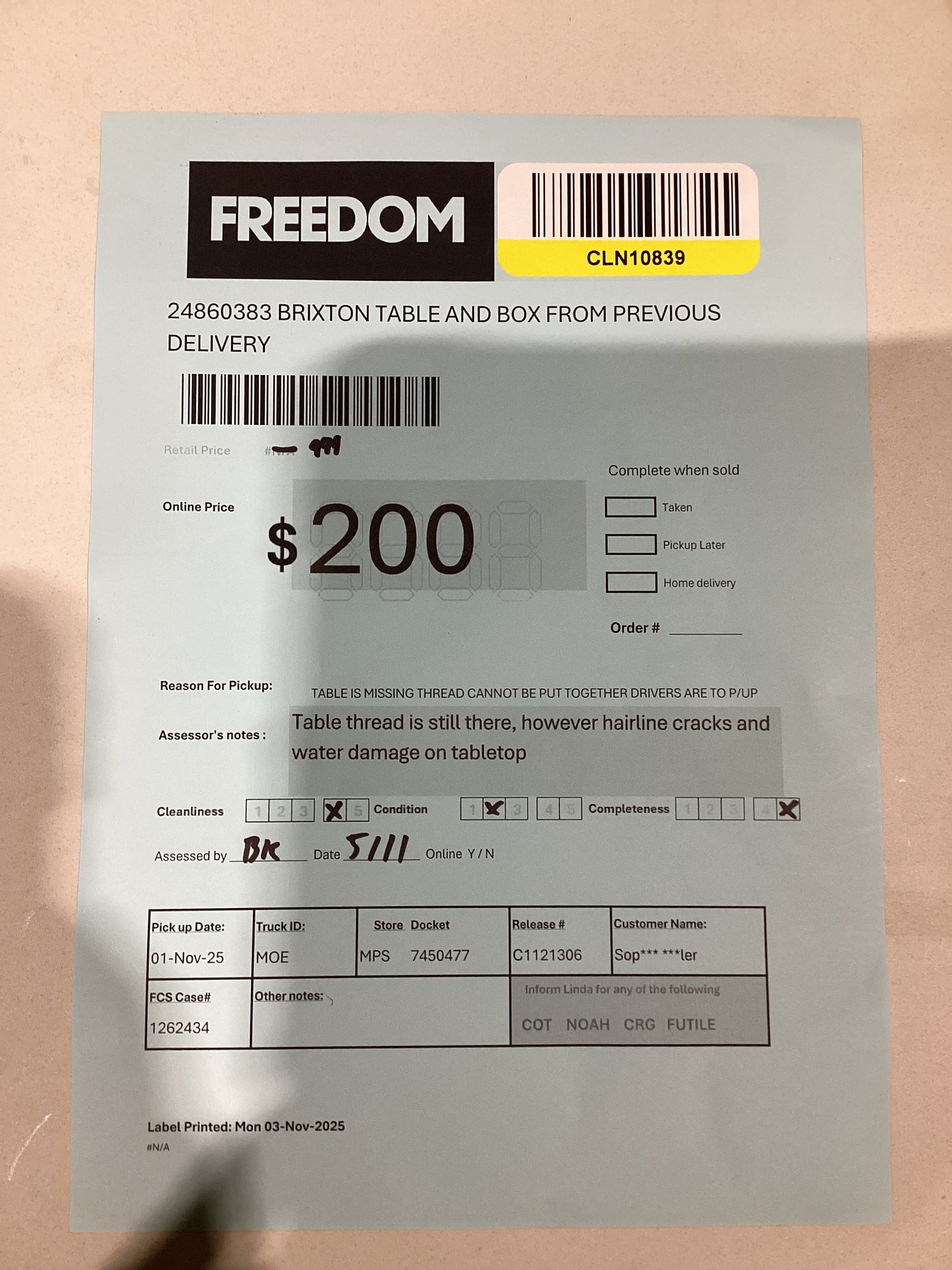 NSW CLN10839 Brixton Bistro Dining Table 105cm Black